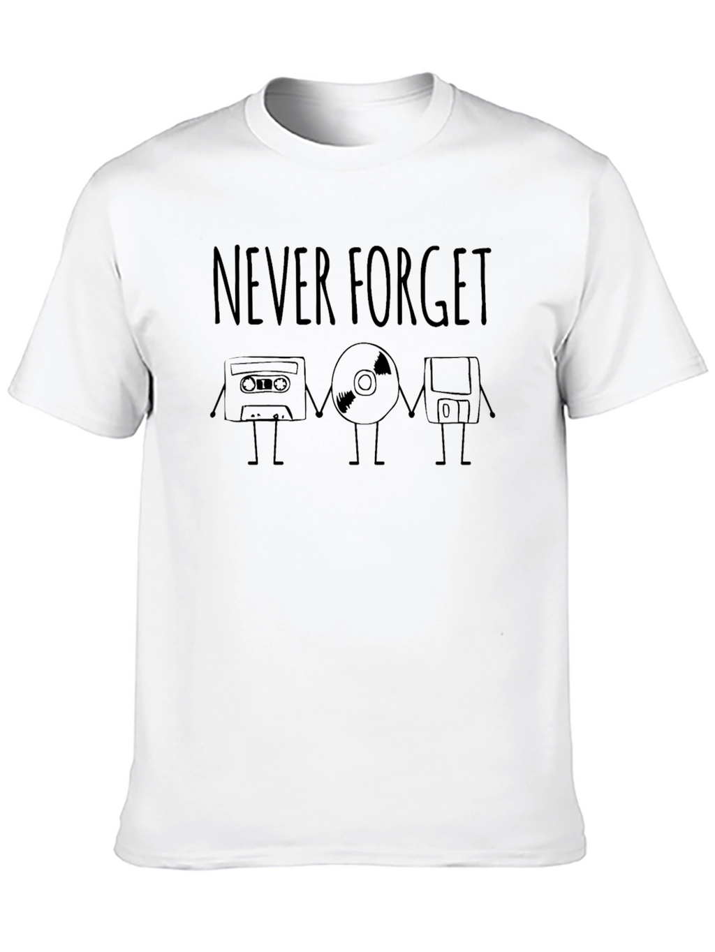 Never Forget Cassette CD Floppy Disk T-Shirt