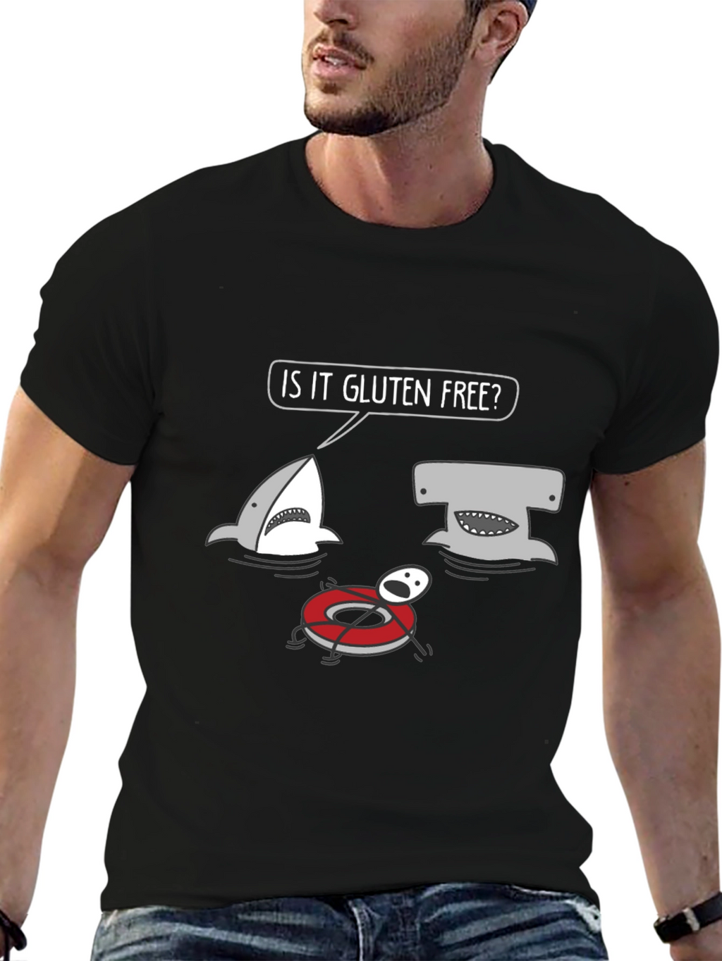 Gluten Free Shark Humor Graphic Tee