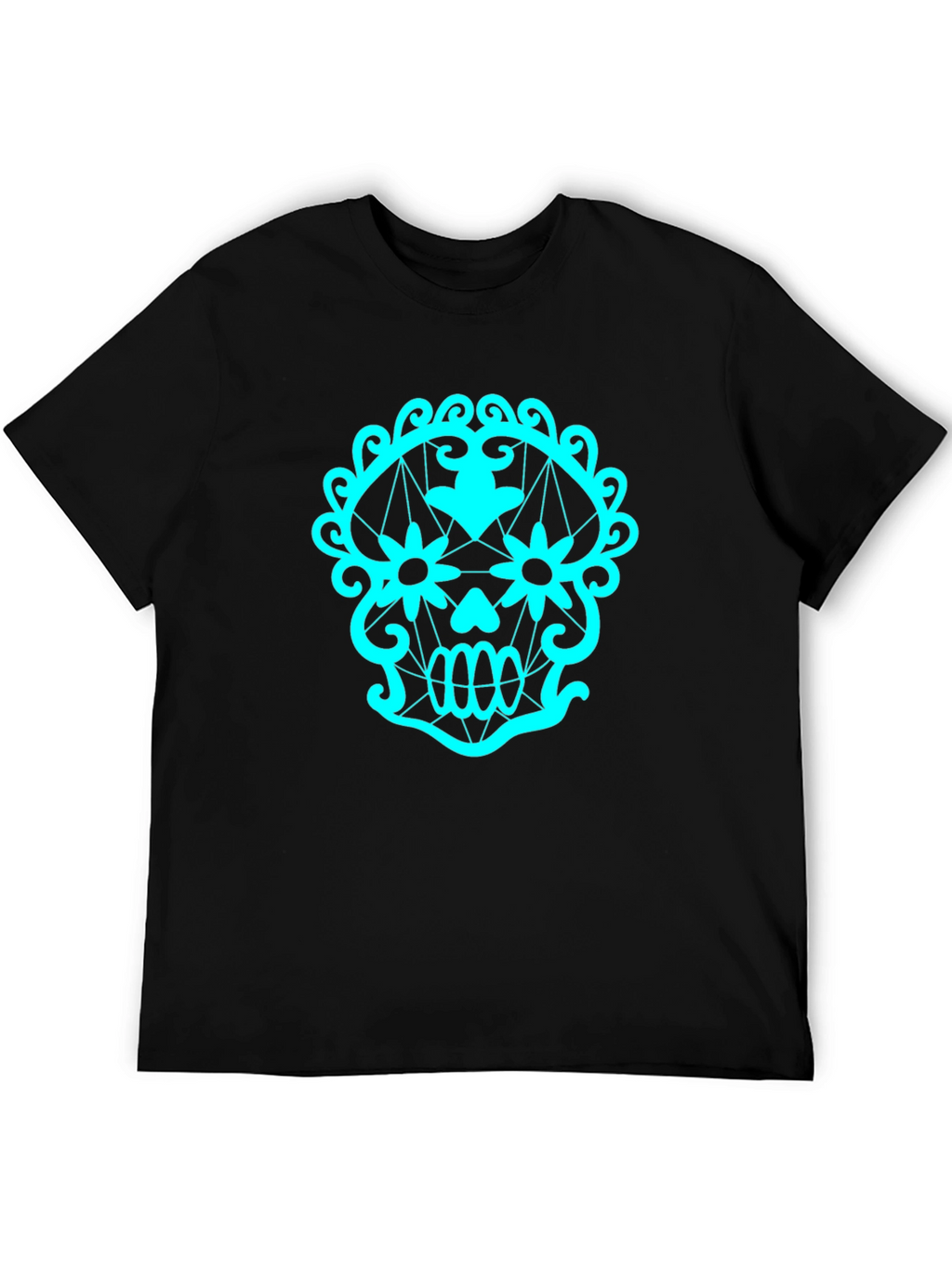 Sugar Skull Graphic Tee - Black Cotton T-Shirt