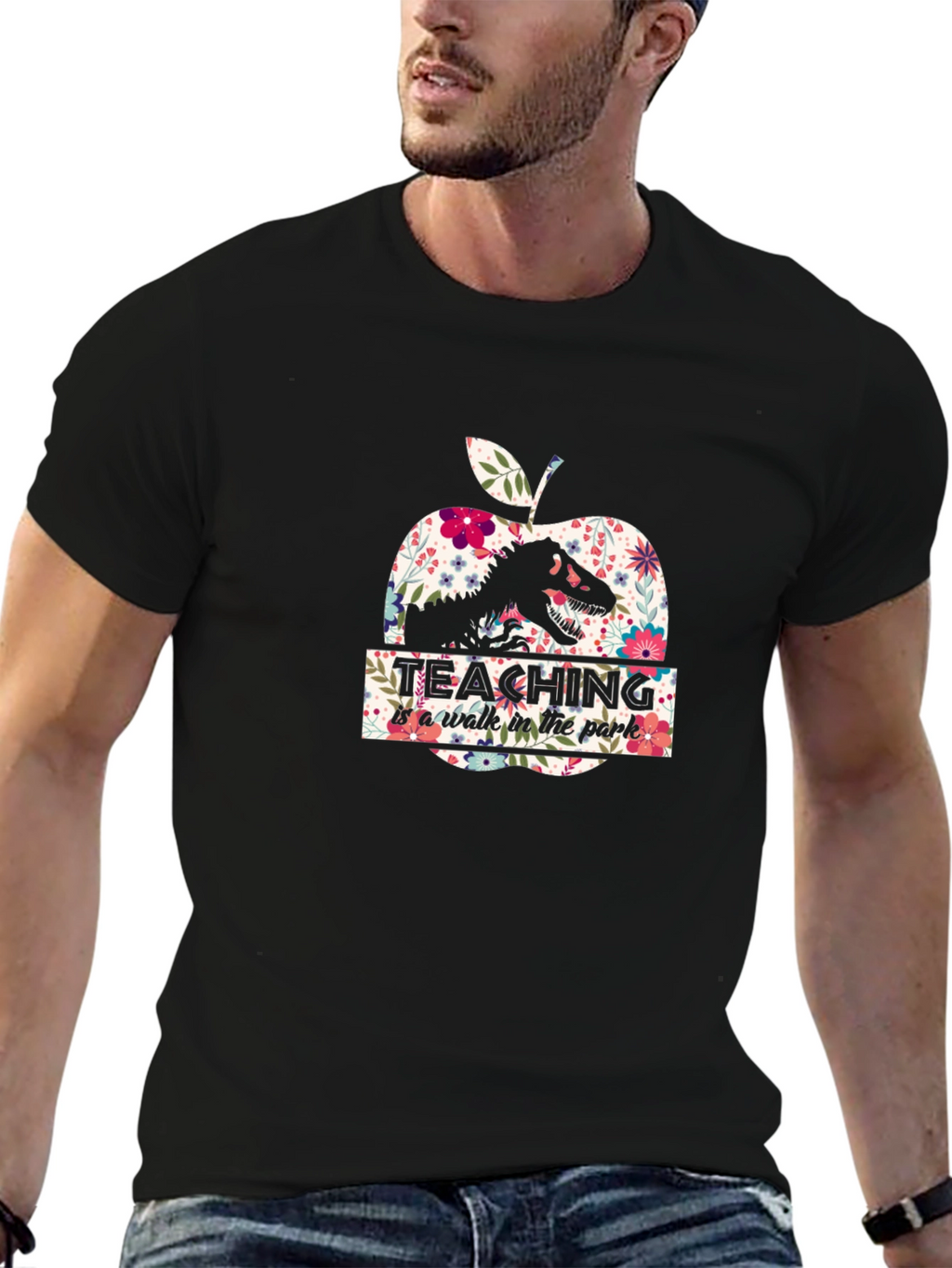 Dinosaur Apple Teacher T-Shirt