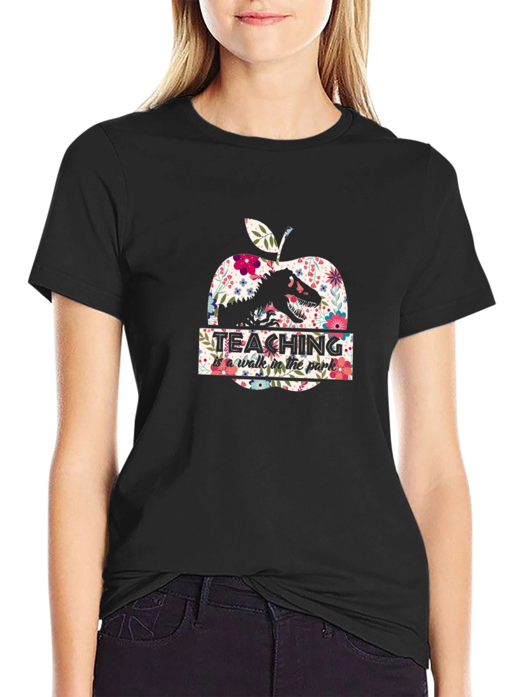 Dinosaur Apple Teacher T-Shirt