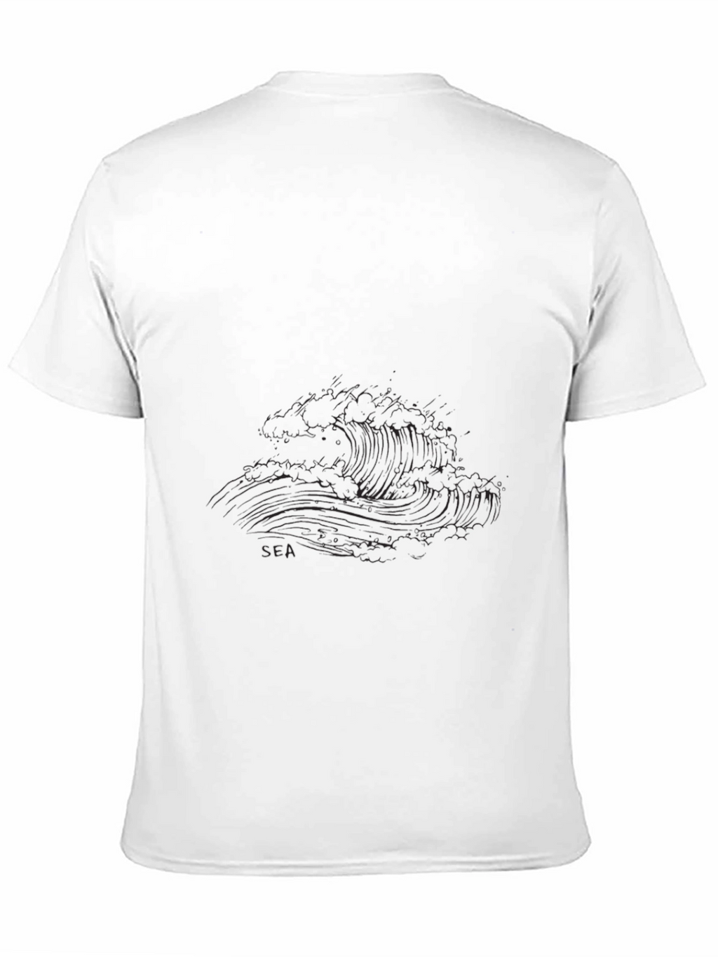 Black Graphic Tee - Sea Wave Design