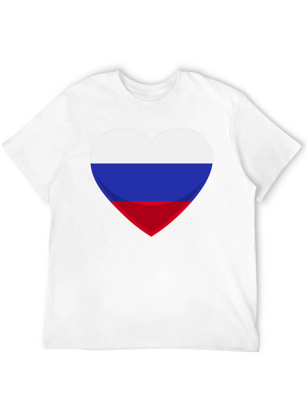 Russian Flag Heart Graphic Tee - Black Cotton T-Shirt