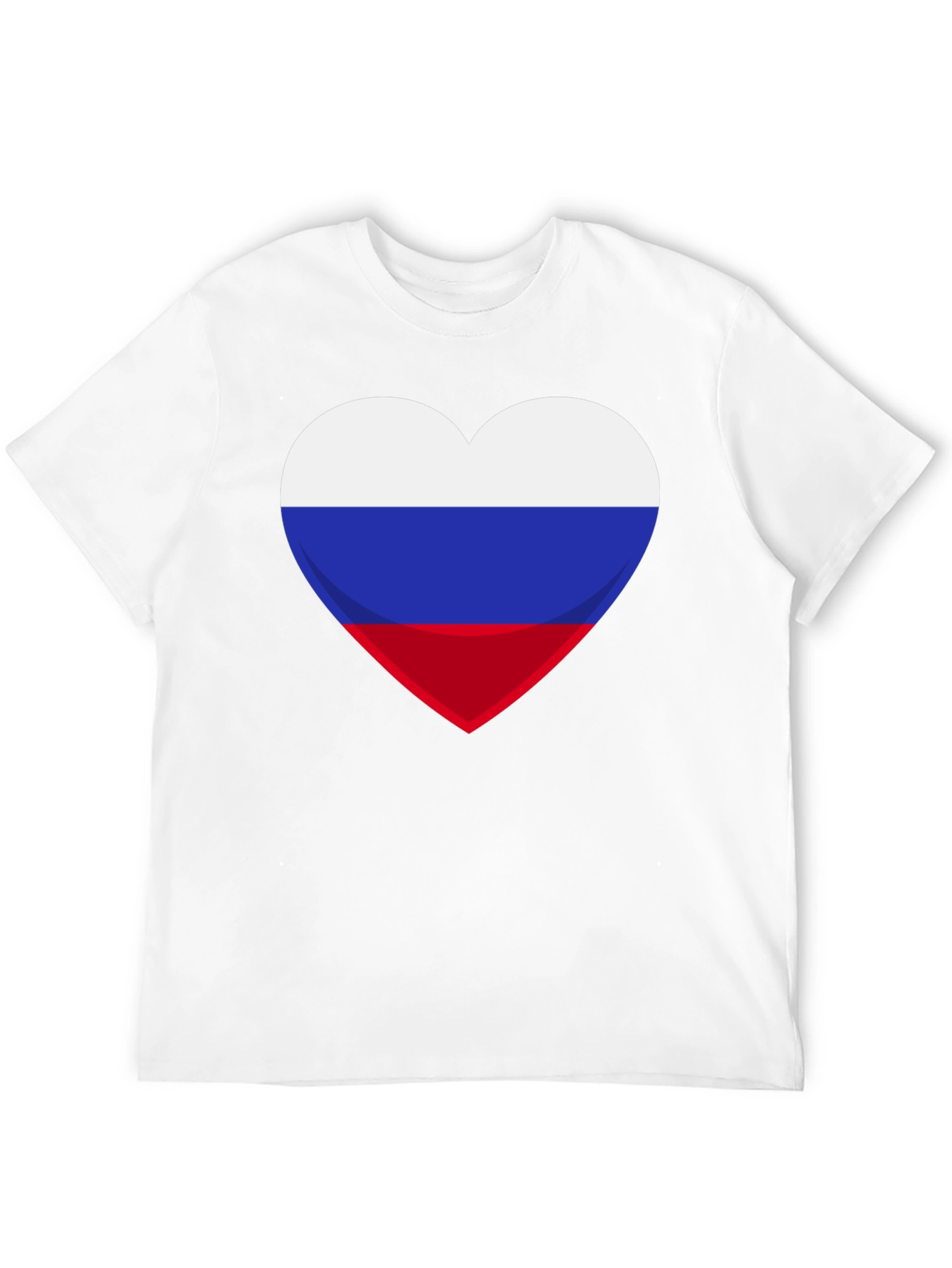 Russian Flag Heart Graphic Tee - Black Cotton T-Shirt