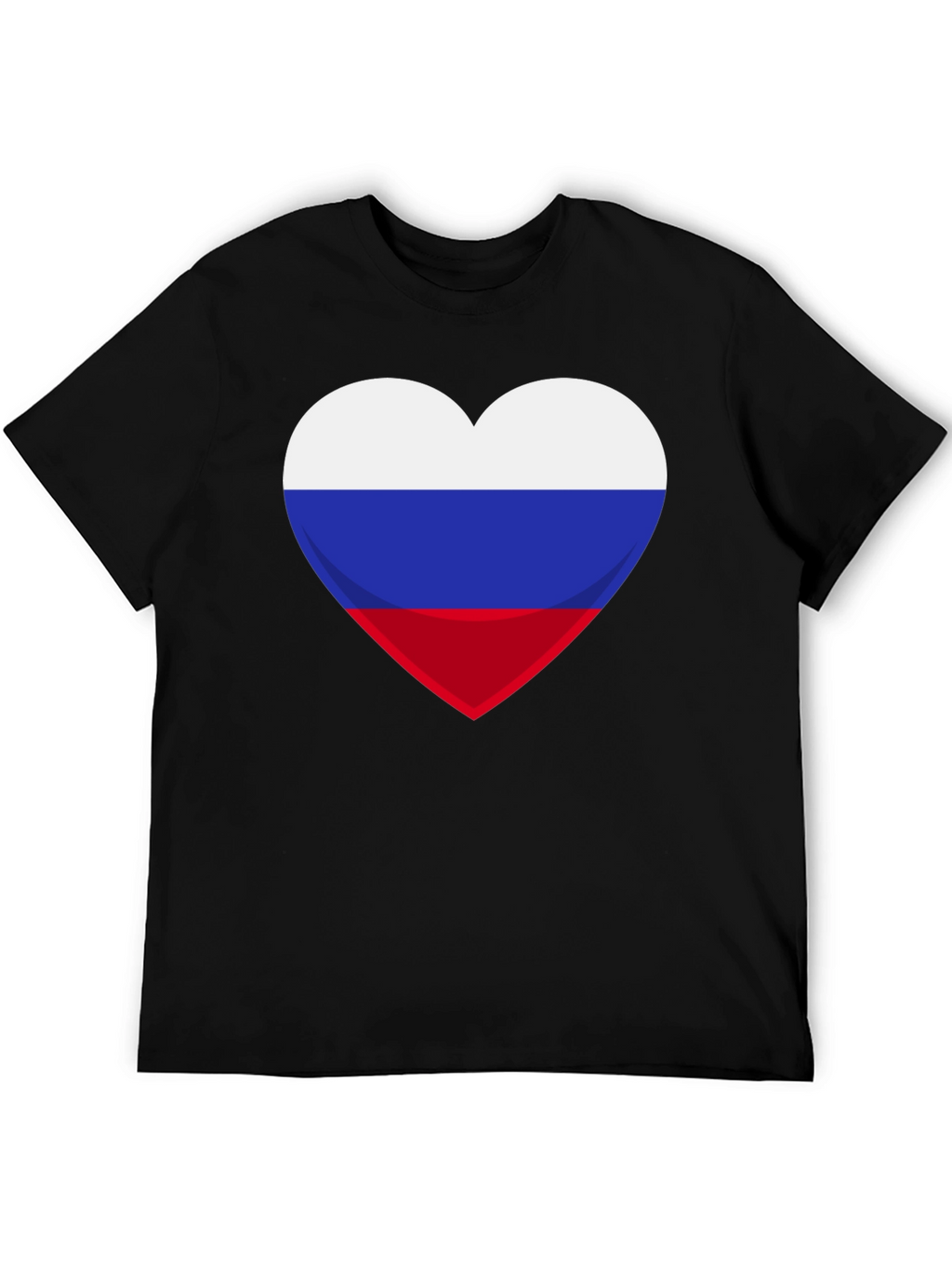 Russian Flag Heart Graphic Tee - Black Cotton T-Shirt