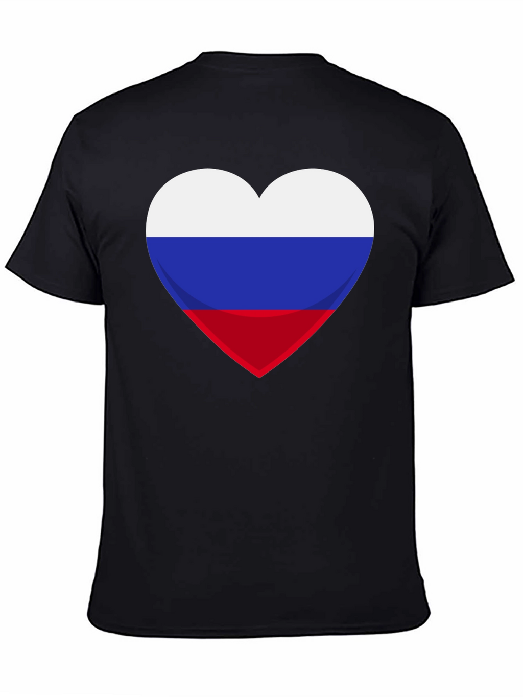 Russian Flag Heart Graphic Tee - Black Cotton T-Shirt