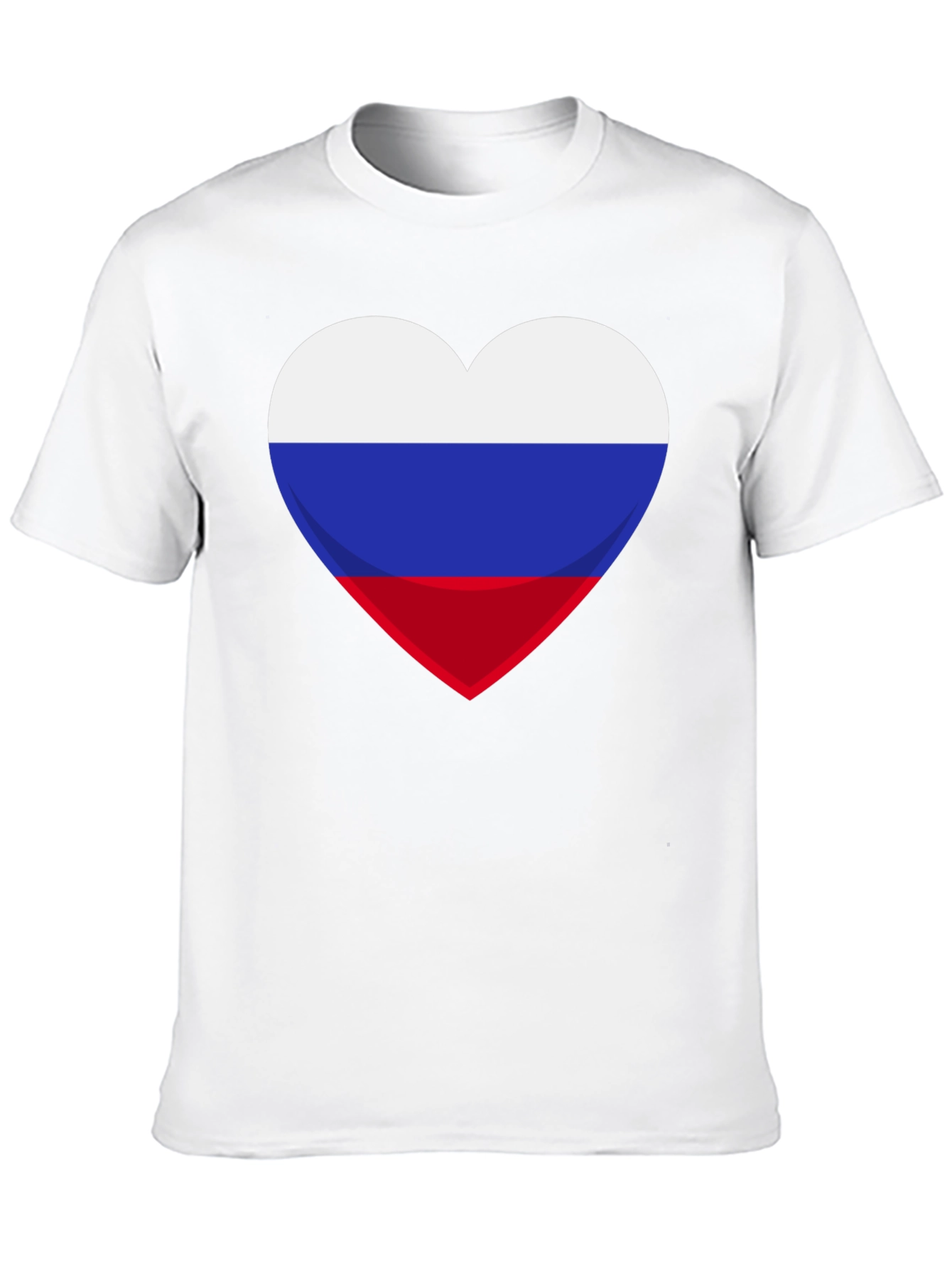 Russian Flag Heart Graphic Tee - Black Cotton T-Shirt