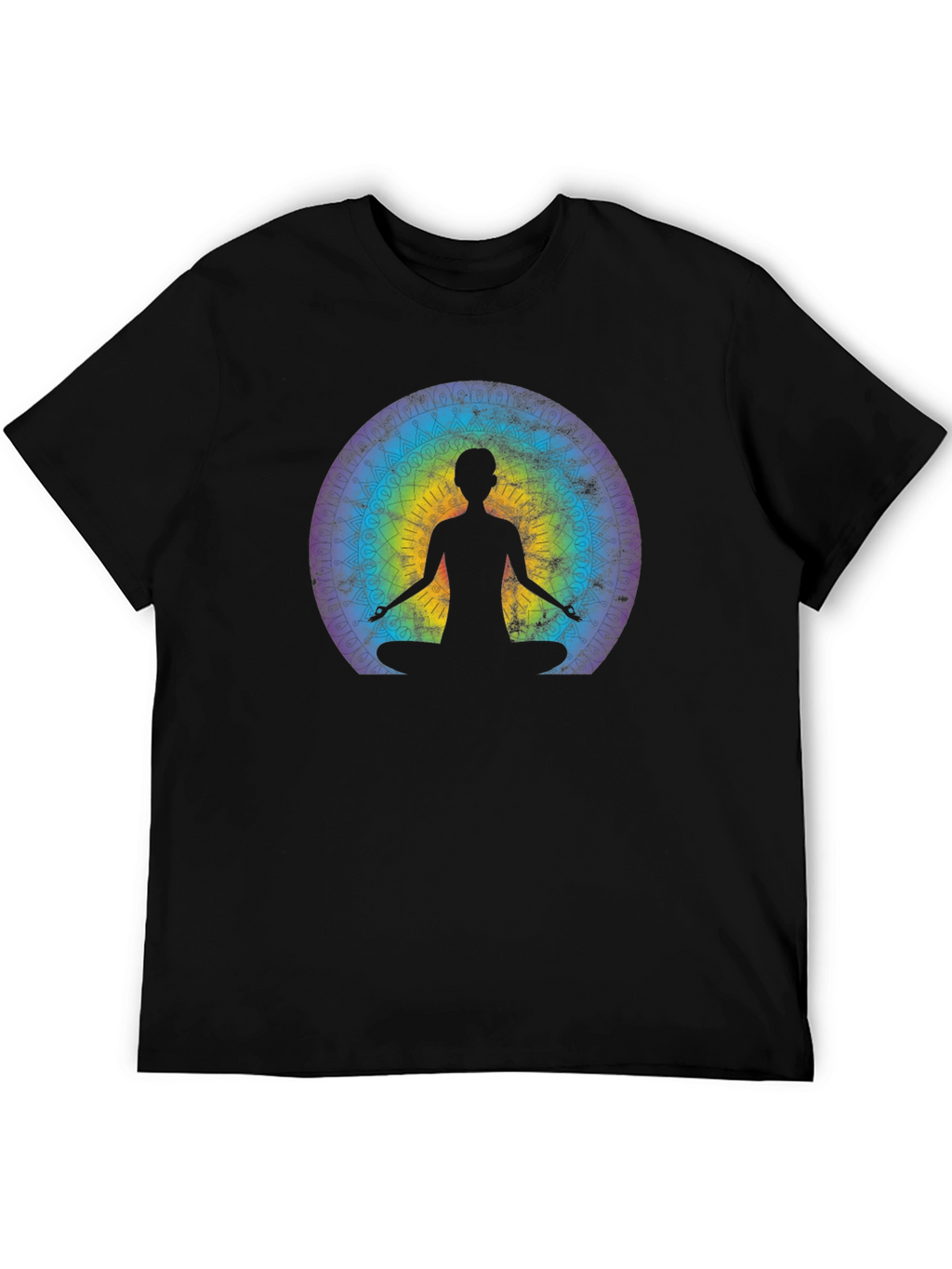 Meditative Mandala Graphic Tee - Black