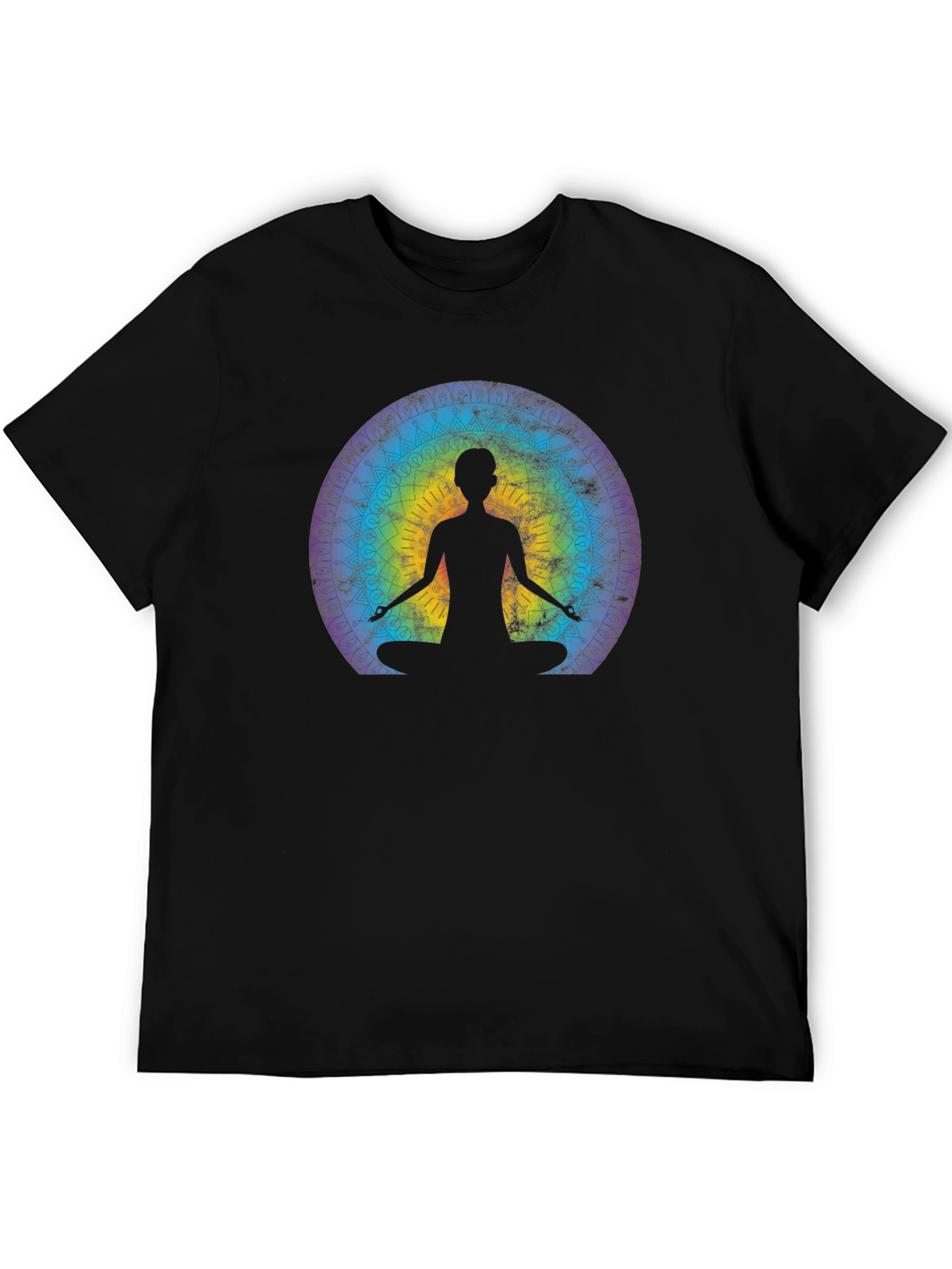 Meditative Mandala Graphic Tee - Black