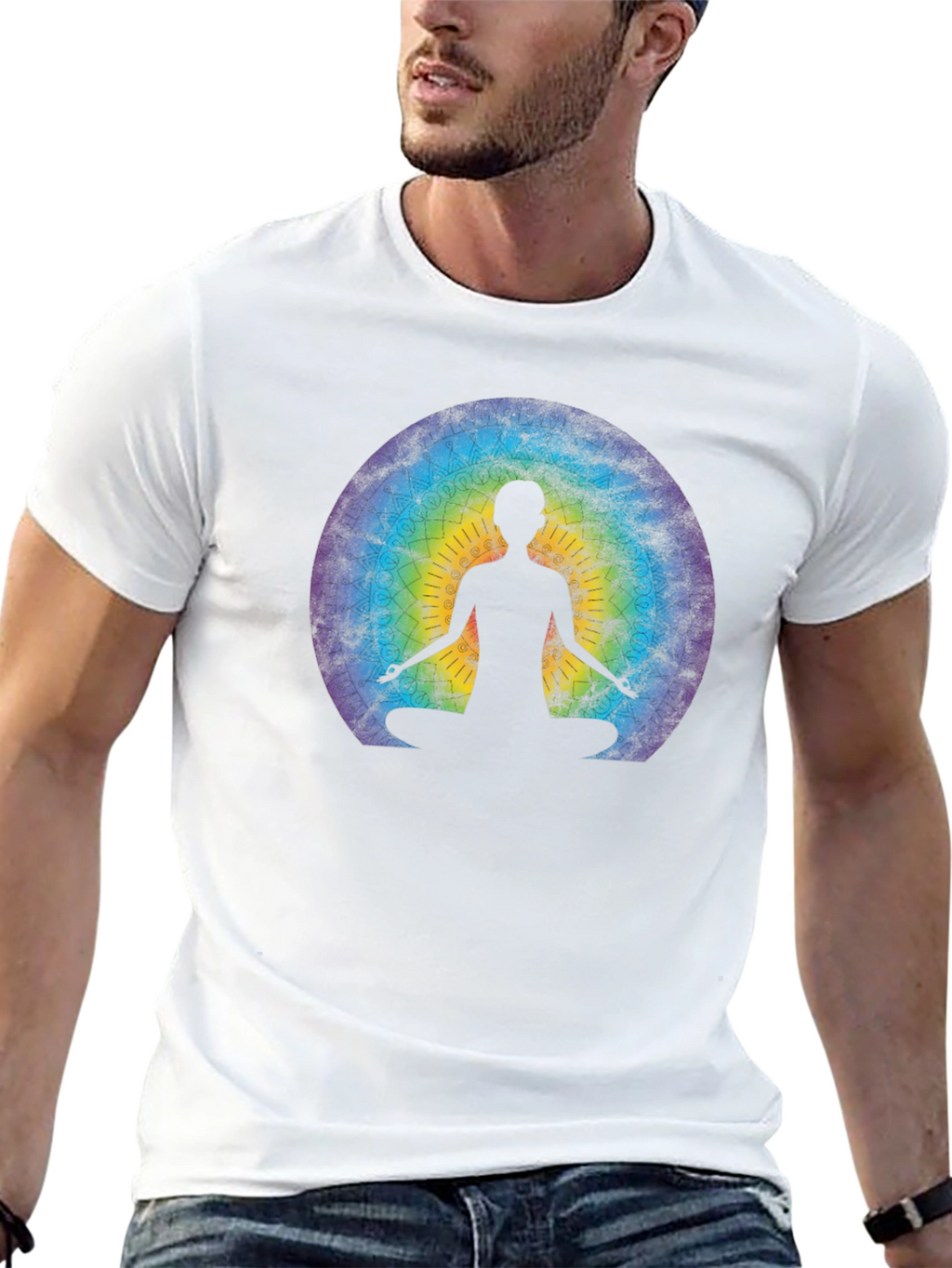 Meditative Mandala Graphic Tee - Black