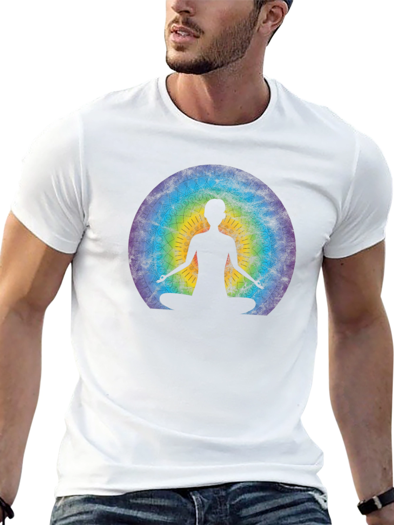 Meditative Mandala Graphic Tee - Black