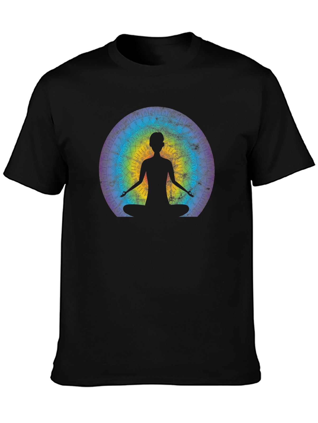 Meditative Mandala Graphic Tee - Black