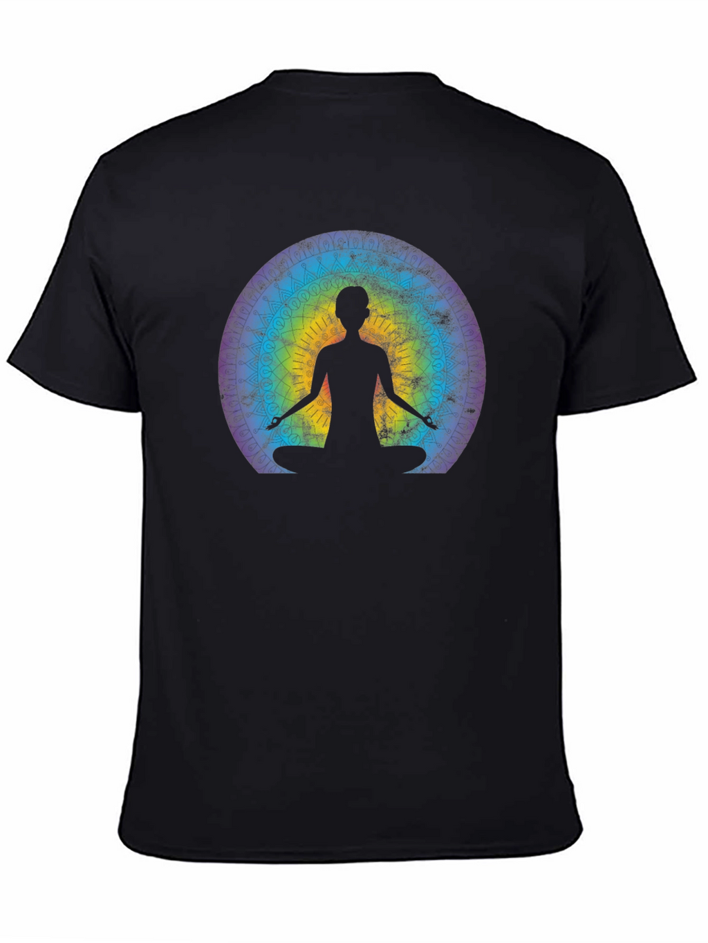 Meditative Mandala Graphic Tee - Black