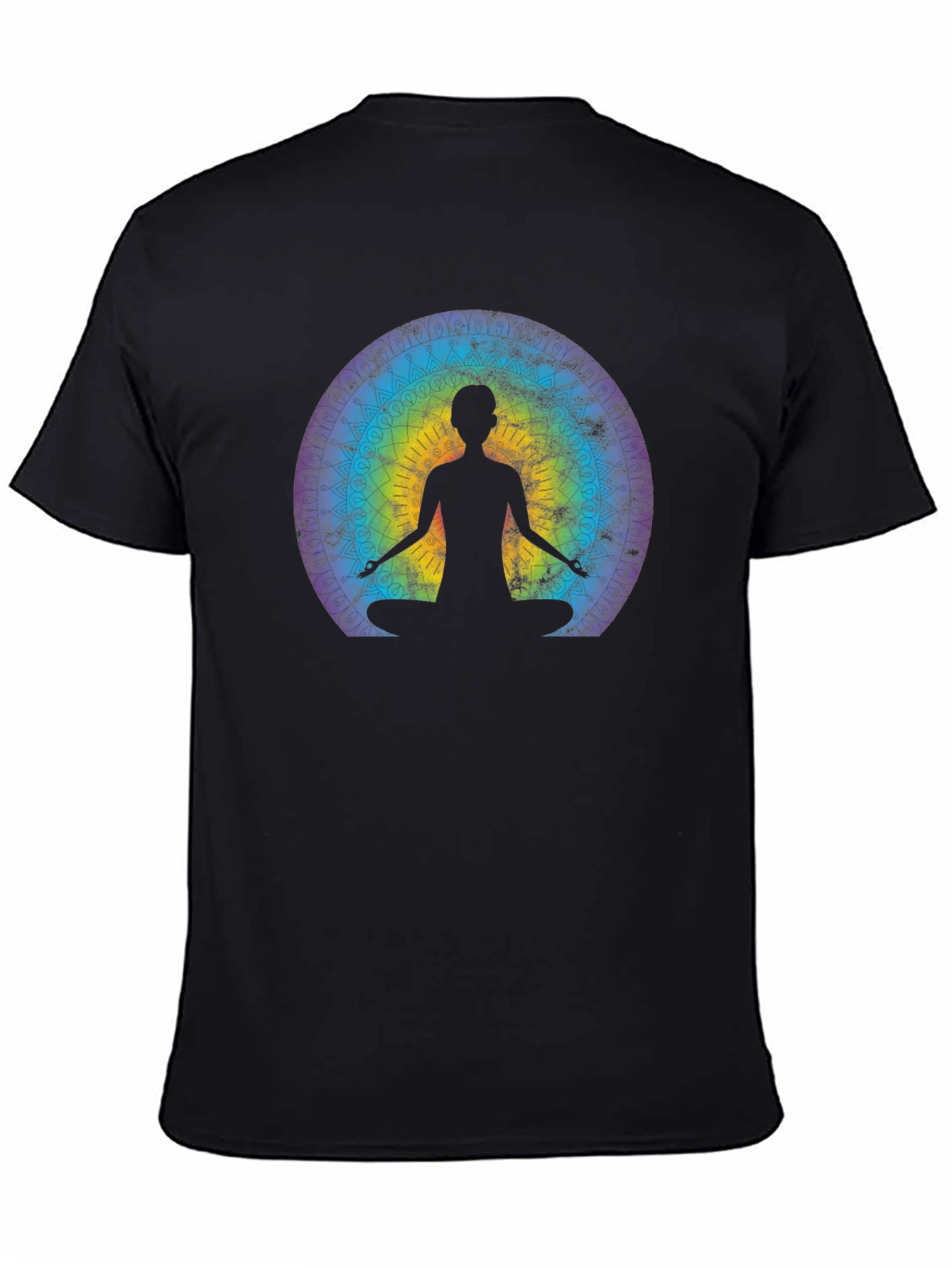 Meditative Mandala Graphic Tee - Black