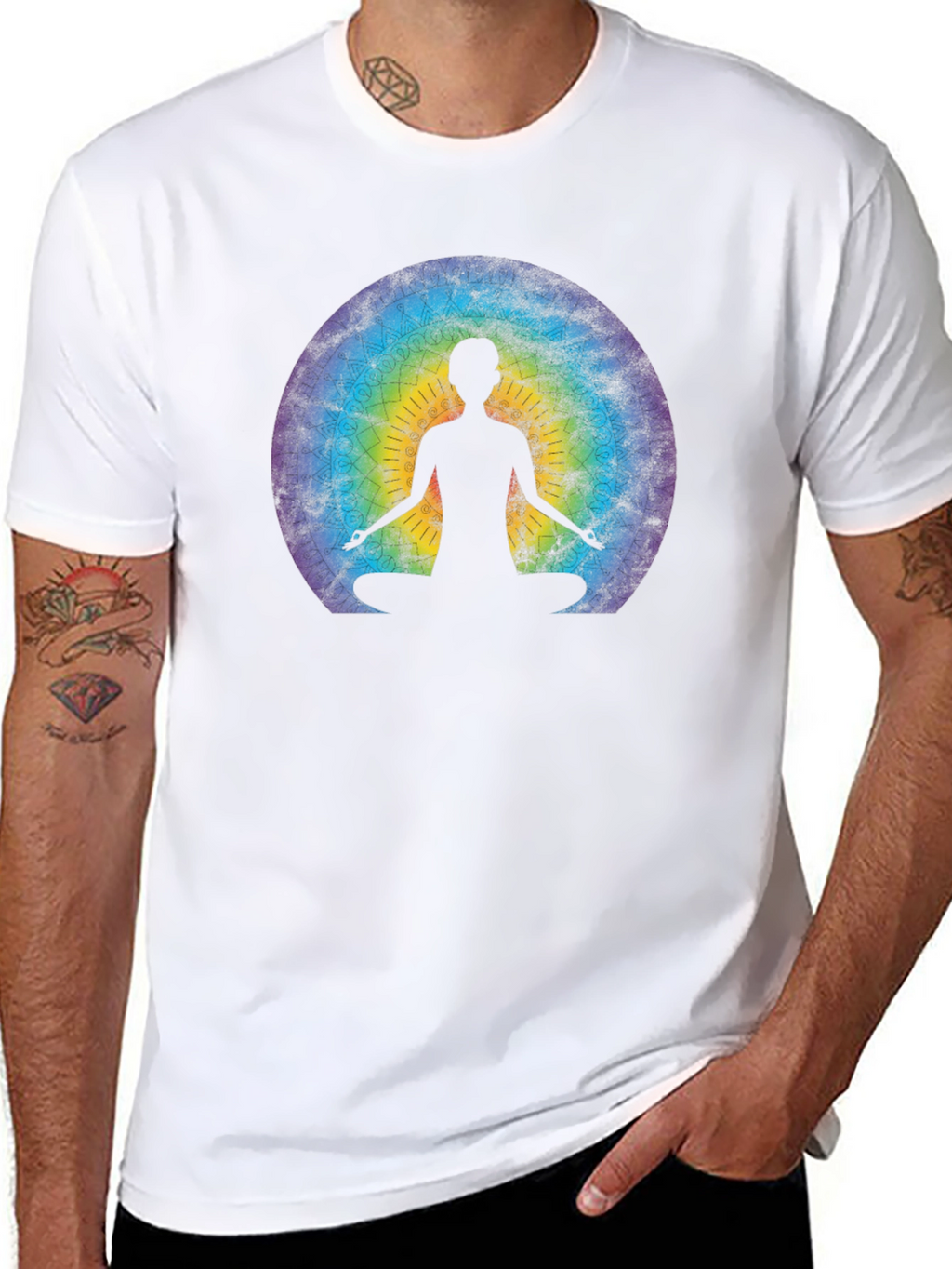 Meditative Mandala Graphic Tee - Black
