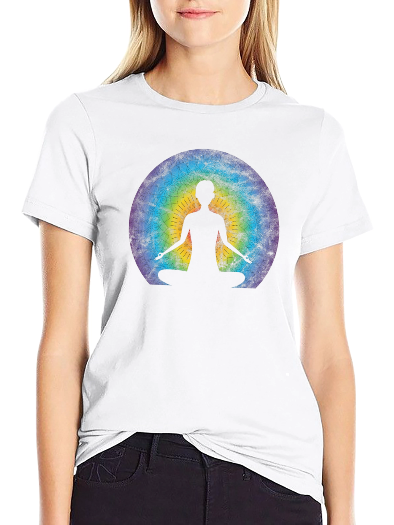 Meditative Mandala Graphic Tee - Black