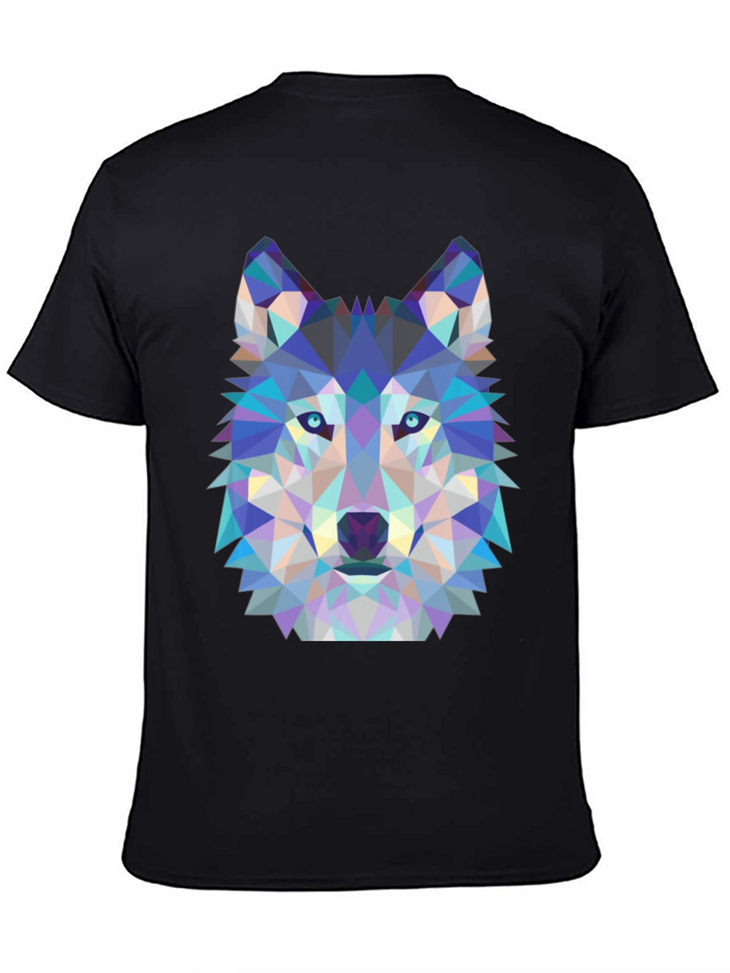 Geometric Wolf Graphic Tee - Black