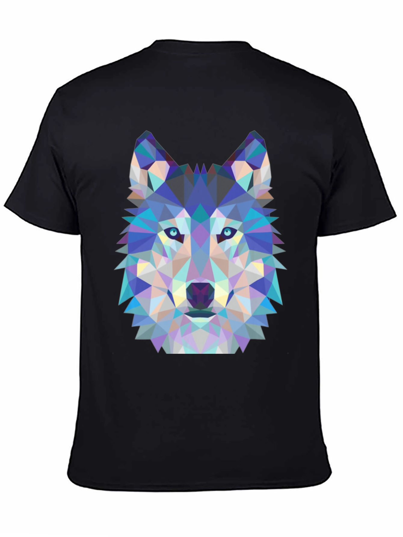 Geometric Wolf Graphic Tee - Black