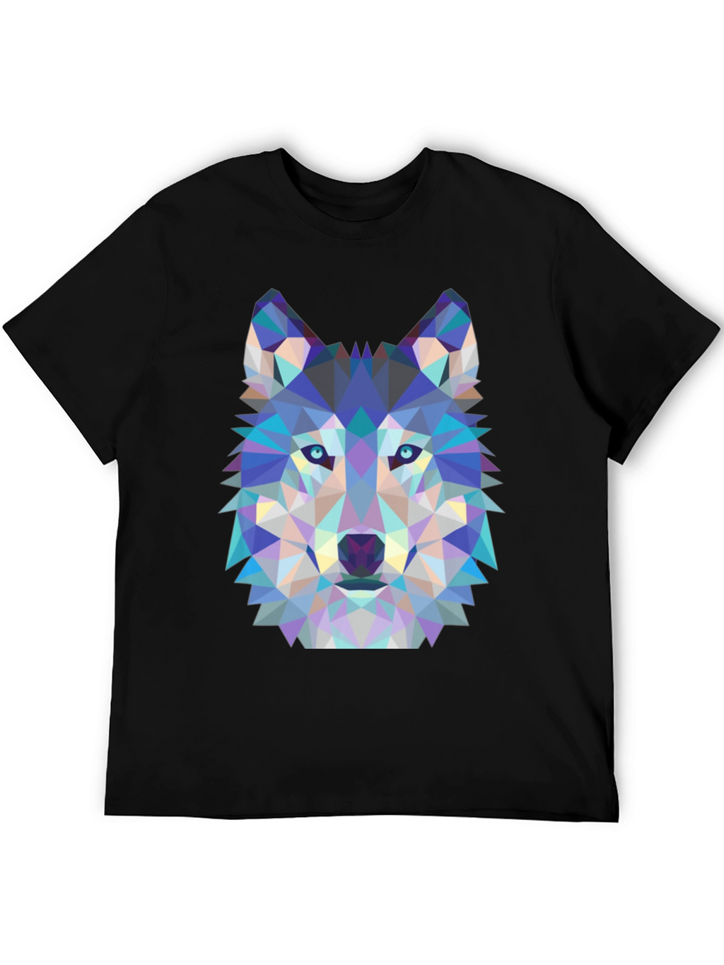 Geometric Wolf Graphic Tee - Black