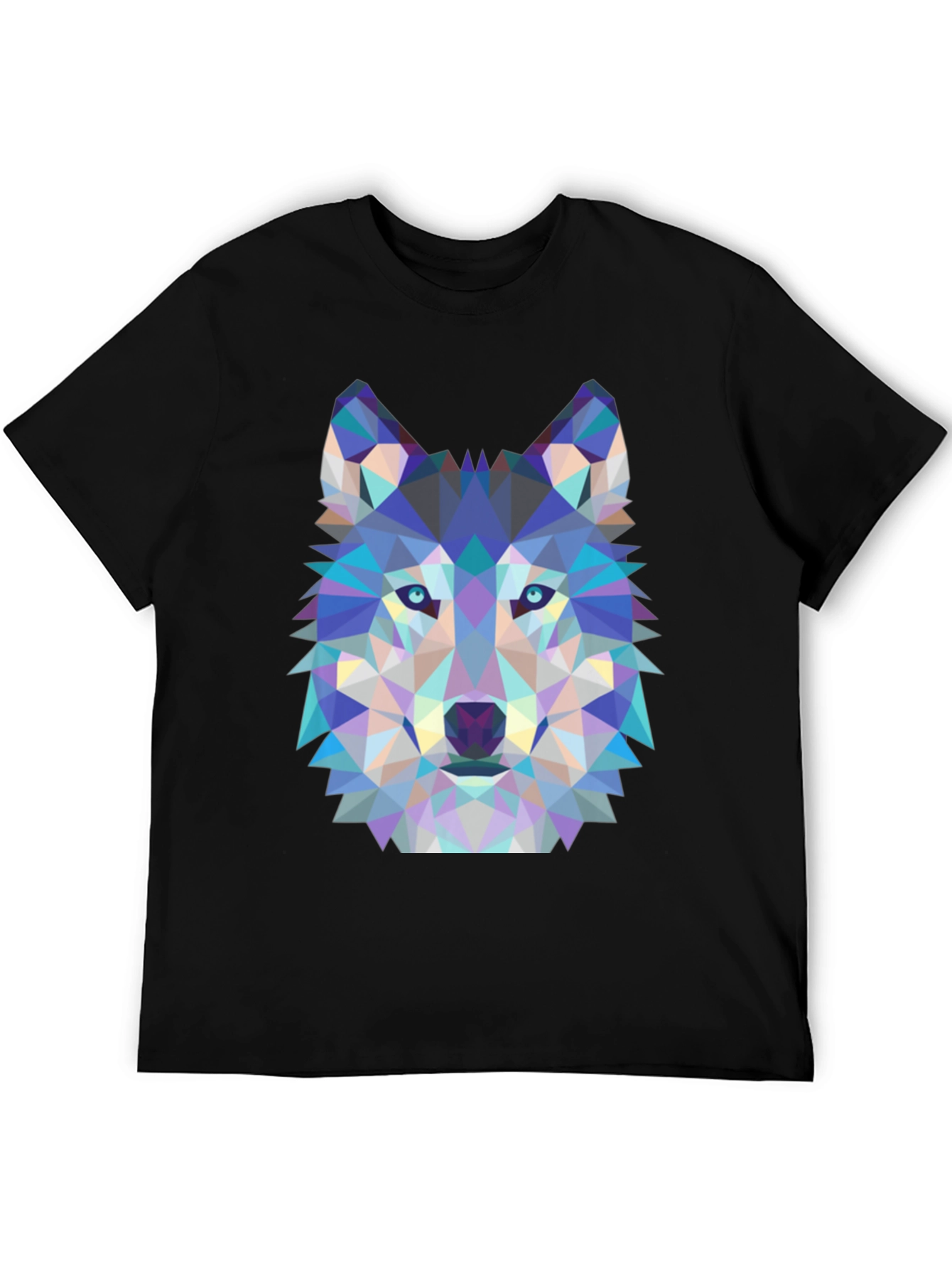 Geometric Wolf Graphic Tee - Black