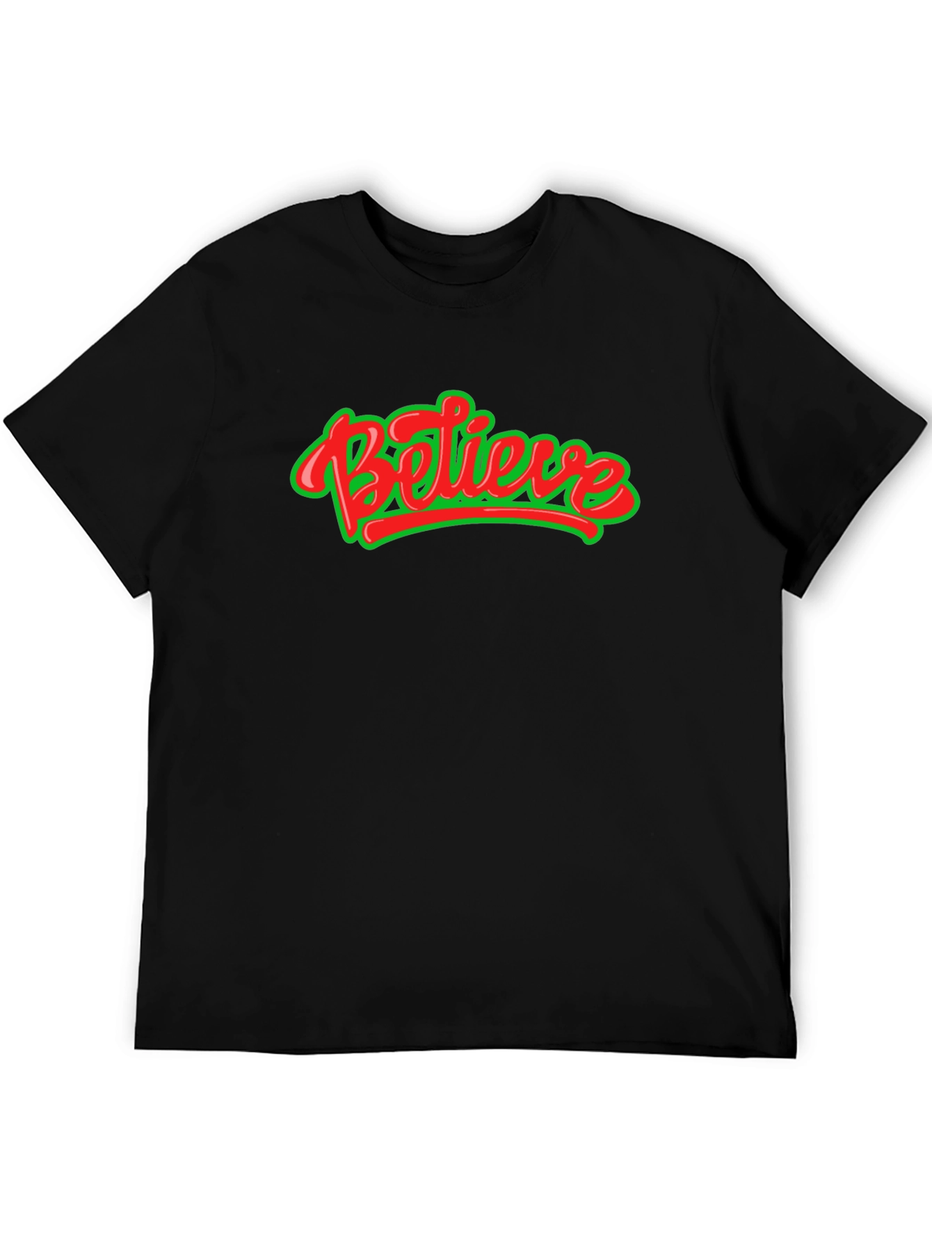 Believe Graphic Tee - Black Crew Neck Shirt