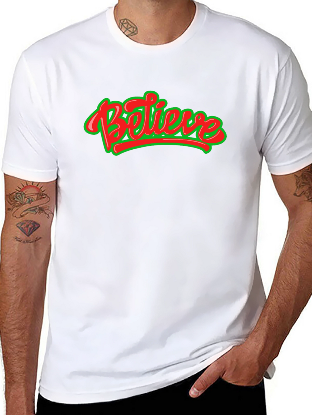 Believe Graphic Tee - Black Crew Neck Shirt