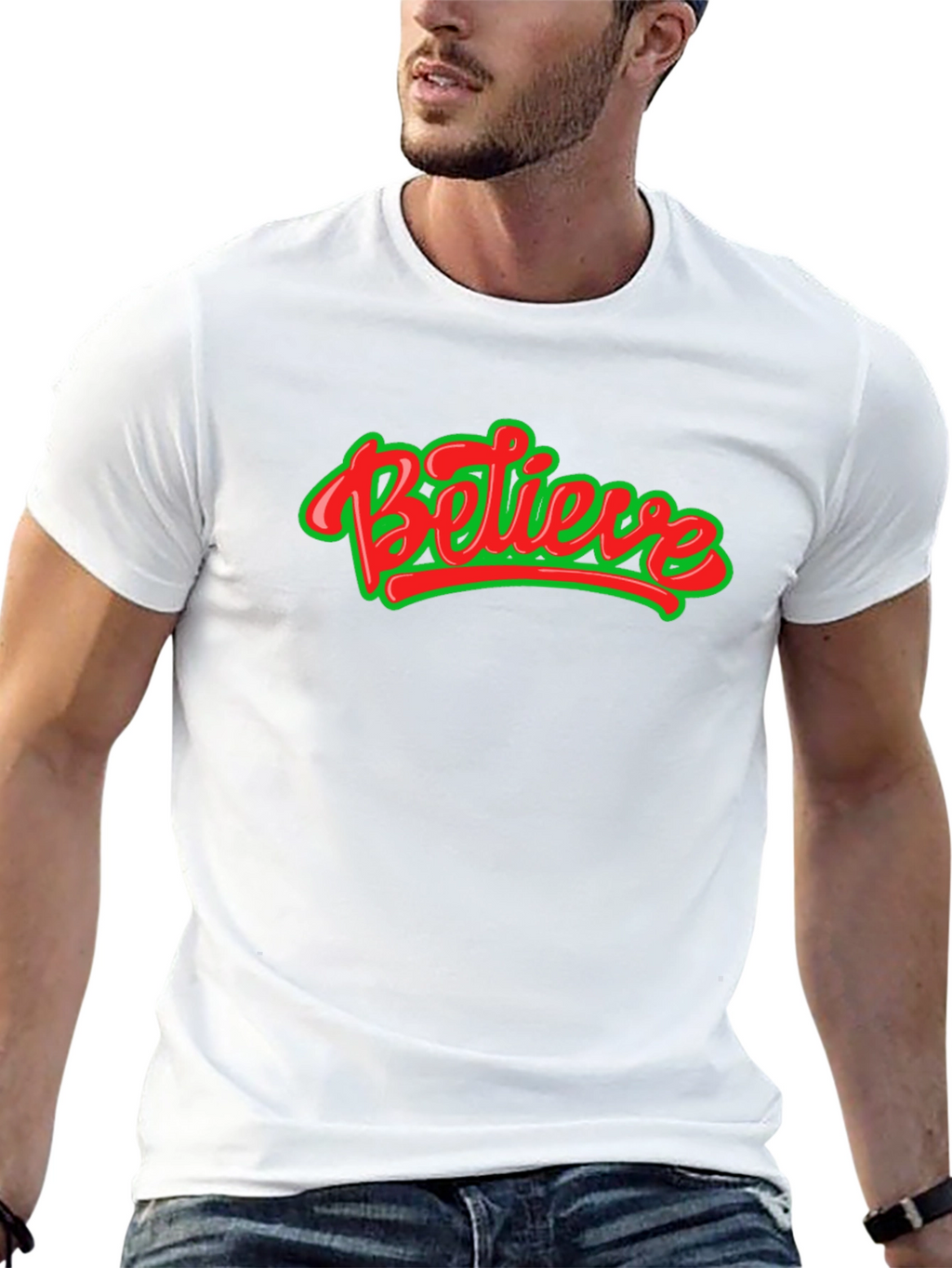 Believe Graphic Tee - Black Crew Neck Shirt