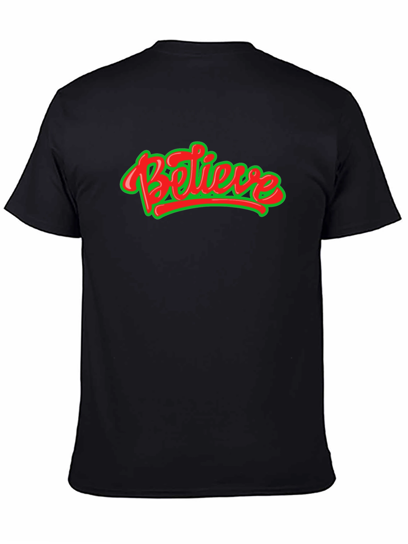 Believe Graphic Tee - Black Crew Neck Shirt