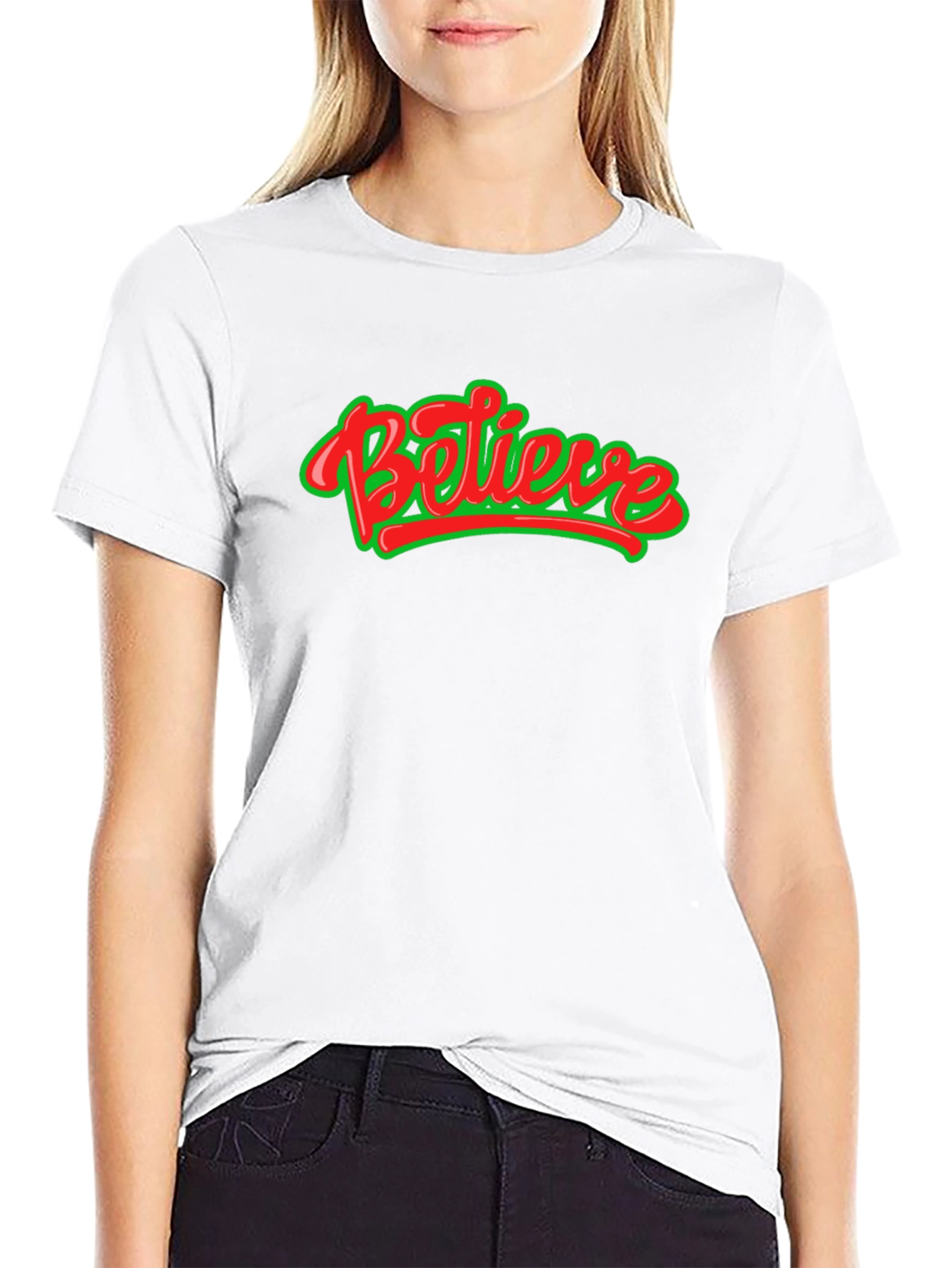 Believe Graphic Tee - Black Crew Neck Shirt