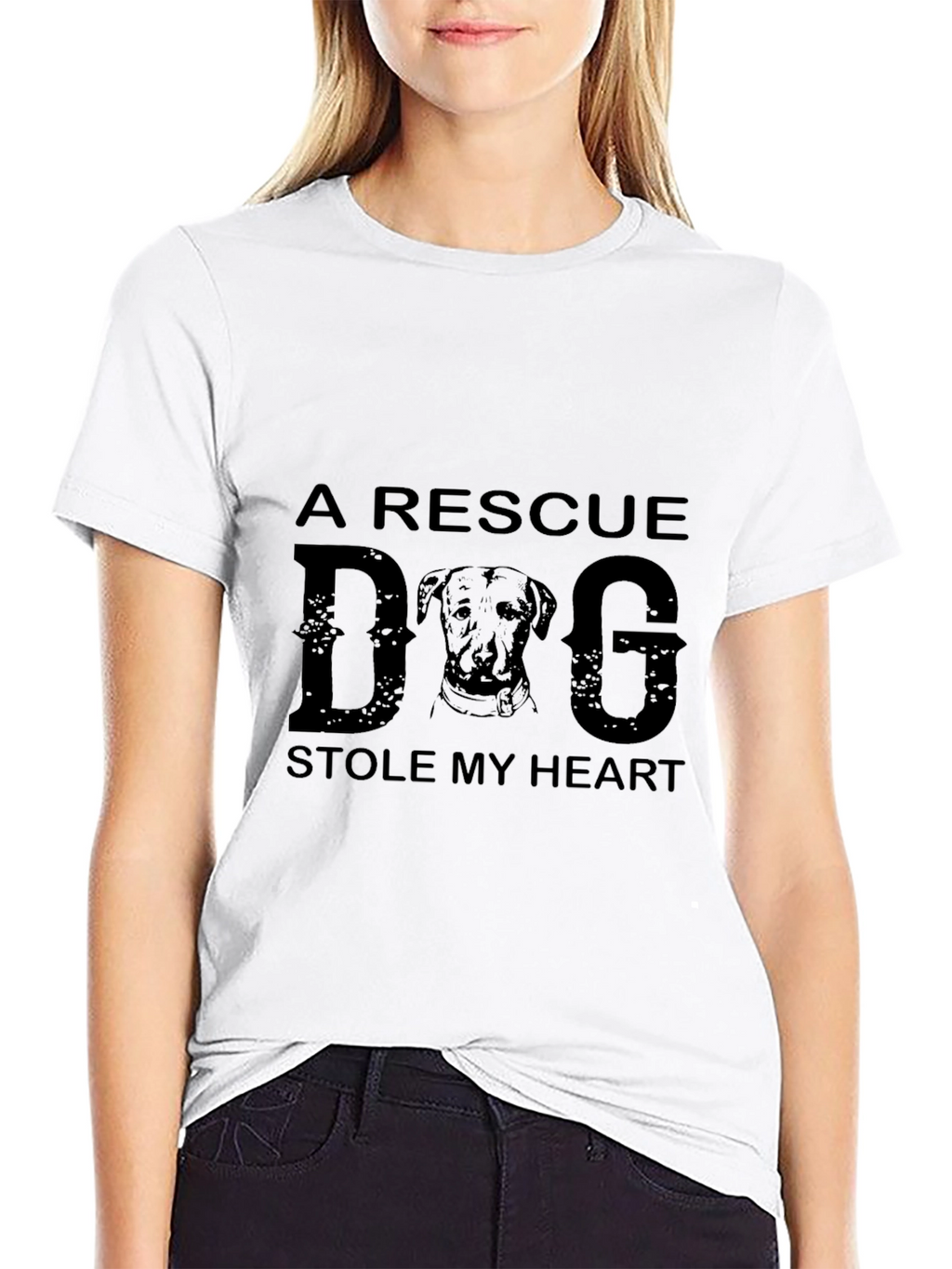 Rescue Dog Graphic Print Crew Neck T-Shirt
