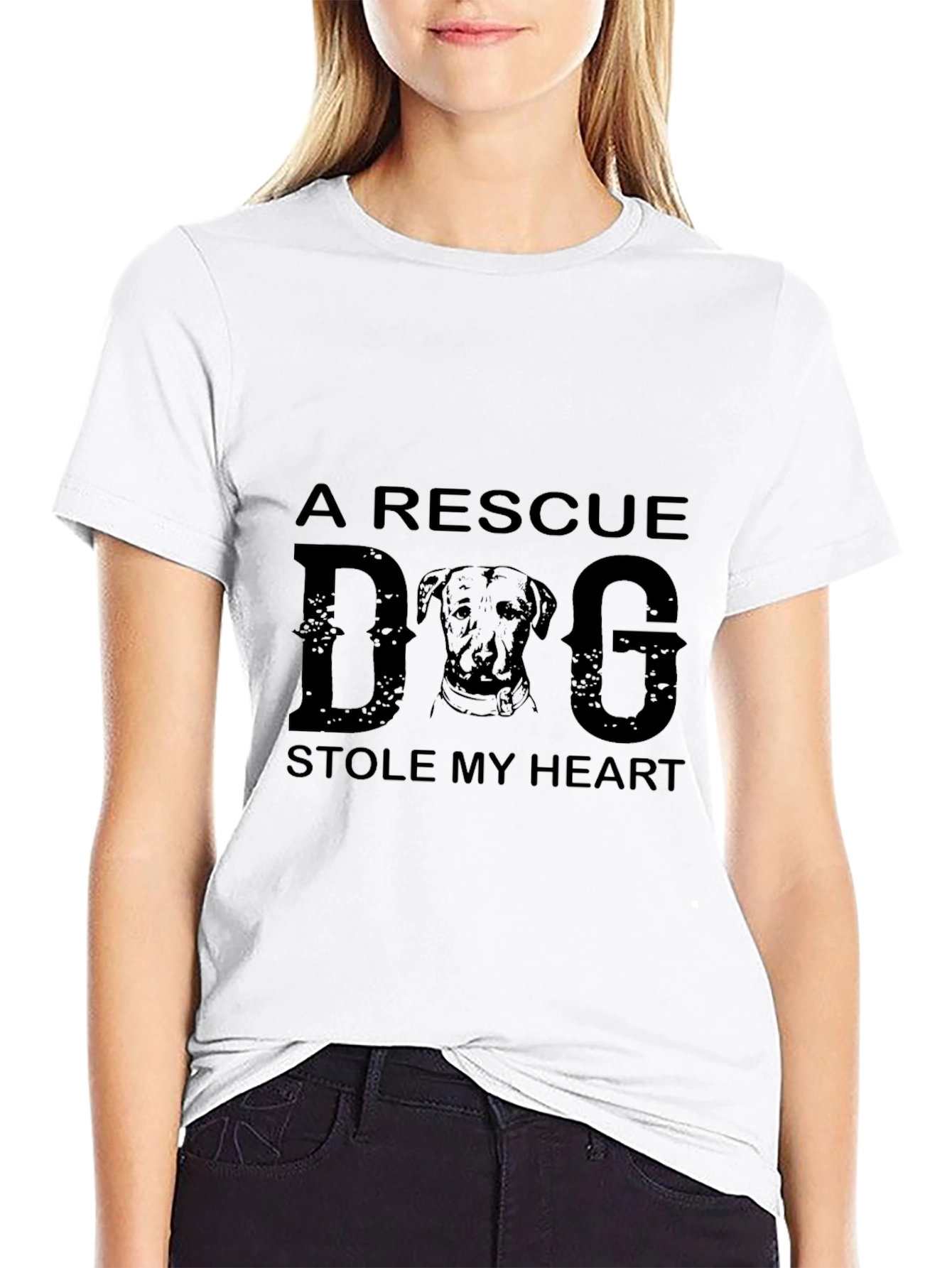 Rescue Dog Graphic Print Crew Neck T-Shirt