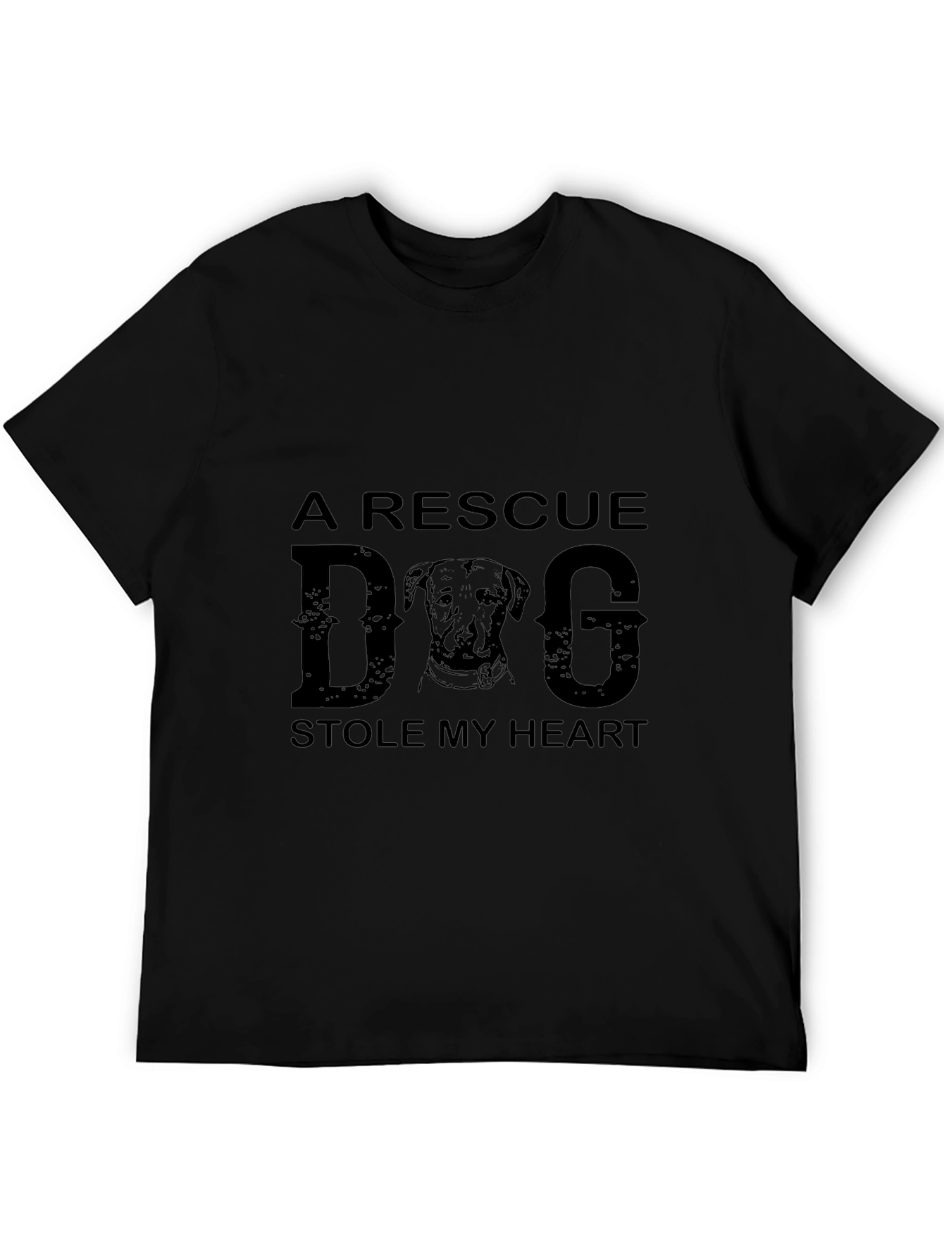 Rescue Dog Graphic Print Crew Neck T-Shirt