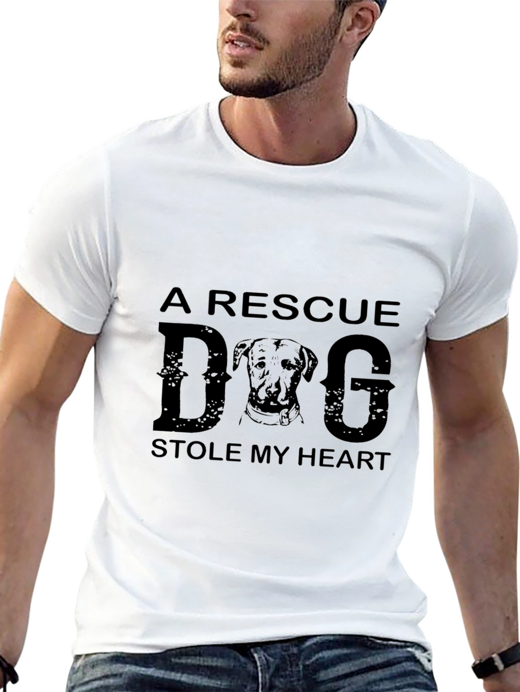 Rescue Dog Graphic Print Crew Neck T-Shirt
