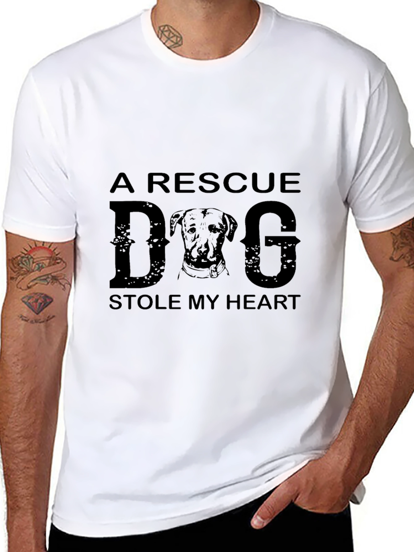Rescue Dog Graphic Print Crew Neck T-Shirt