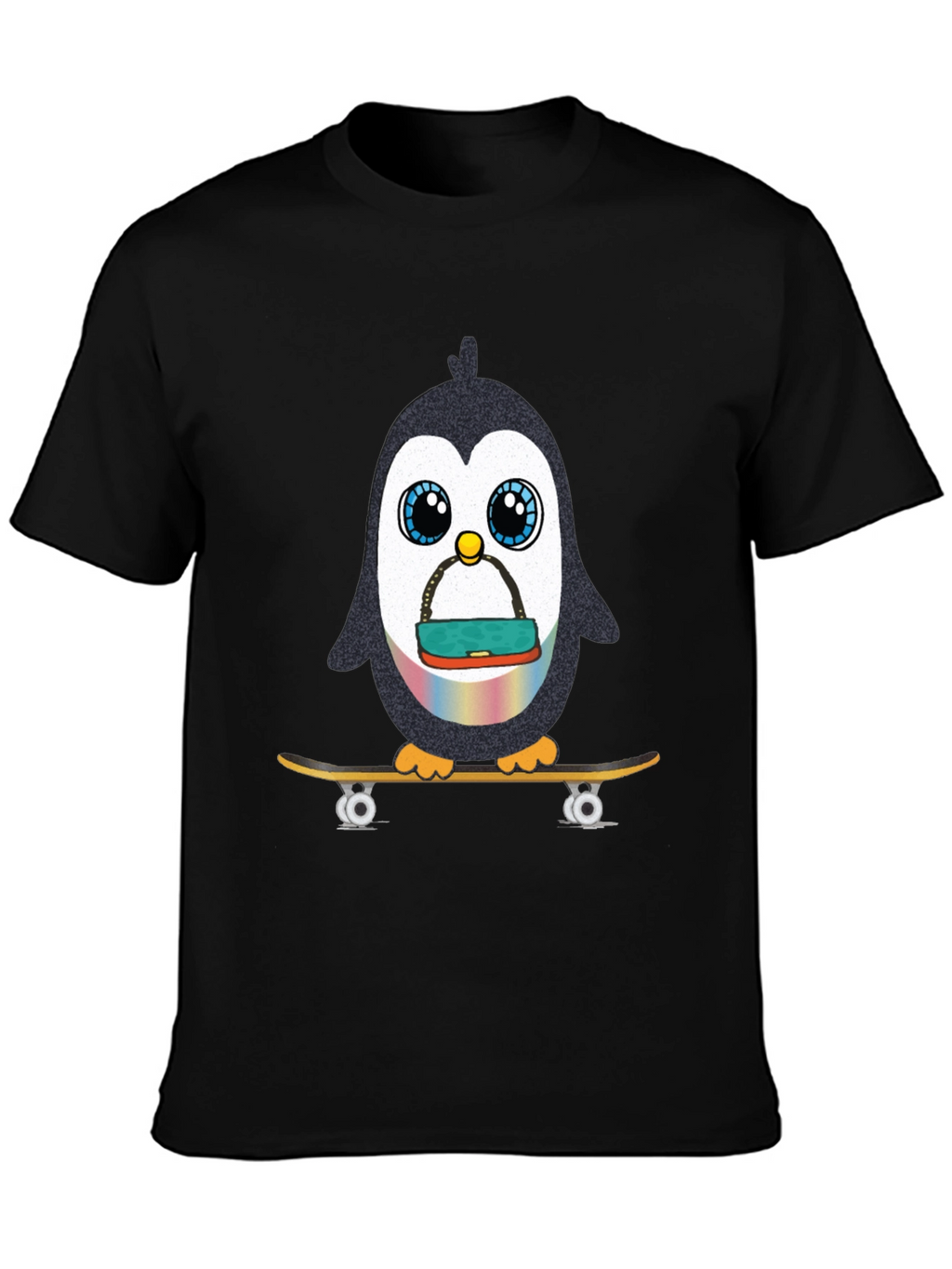 Skateboarding Penguin Graphic Tee - Black