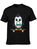 Skateboarding Penguin Graphic Tee - Black