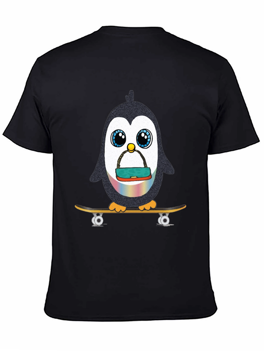 Skateboarding Penguin Graphic Tee - Black