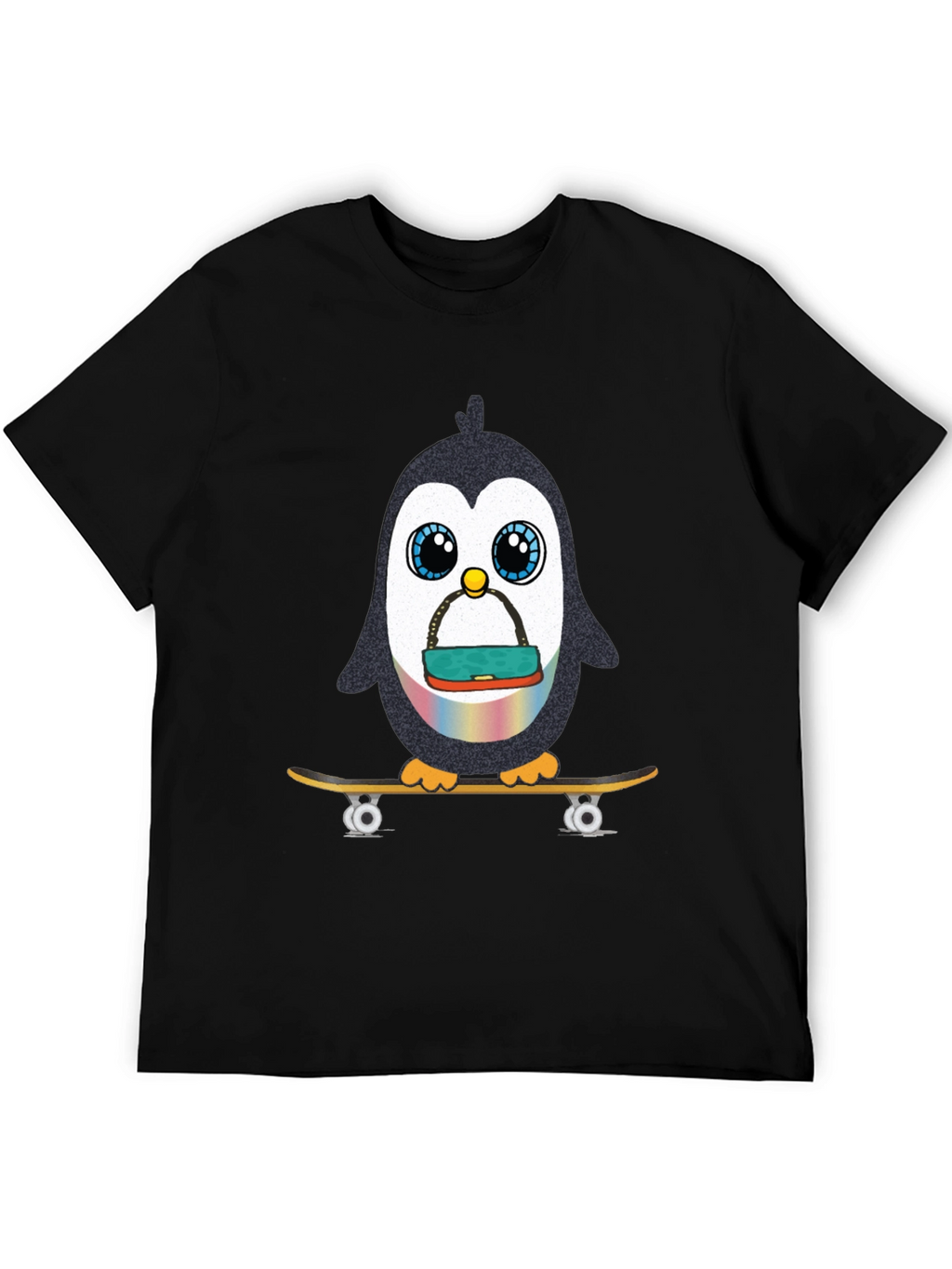 Skateboarding Penguin Graphic Tee - Black