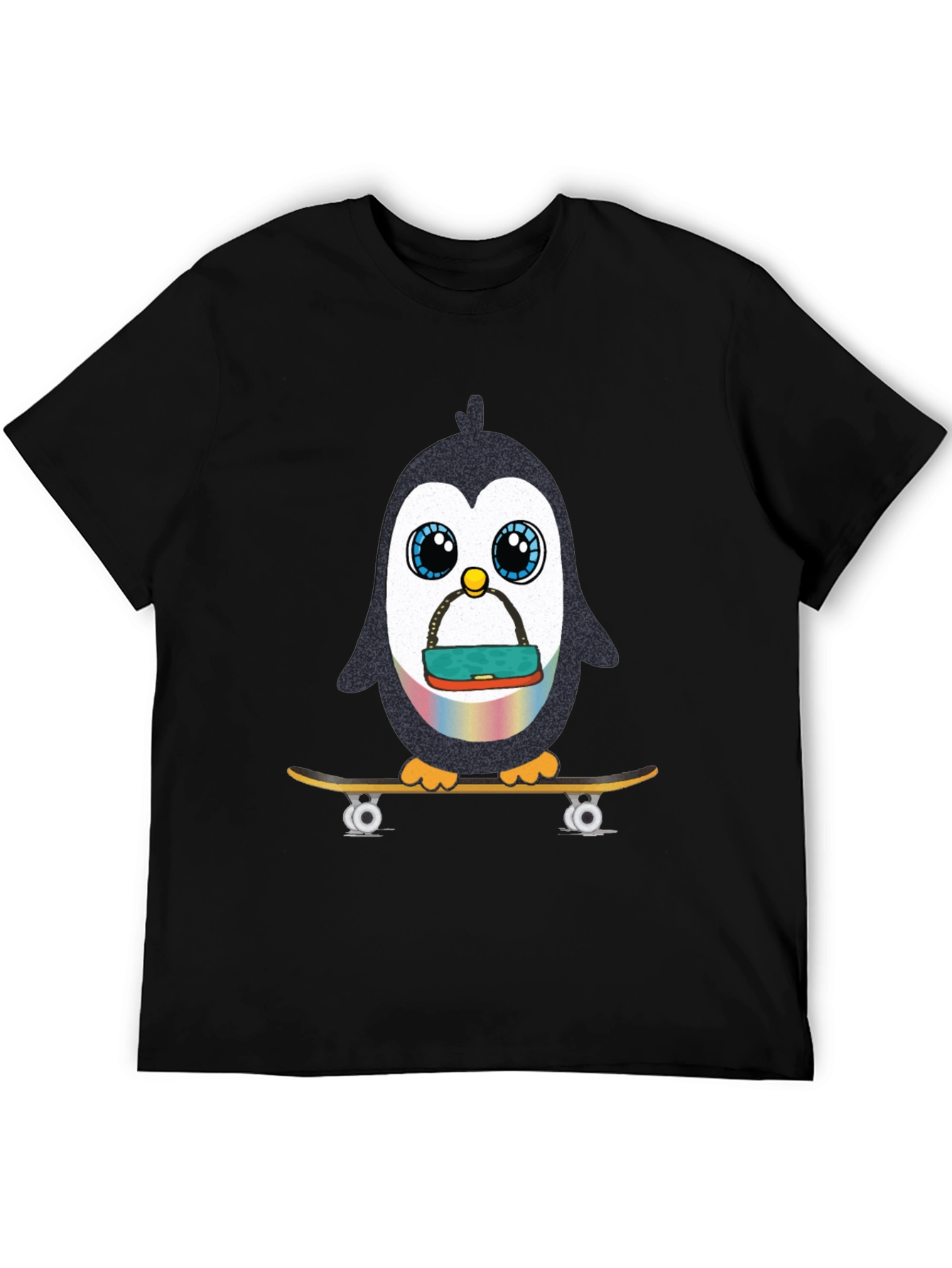 Skateboarding Penguin Graphic Tee - Black