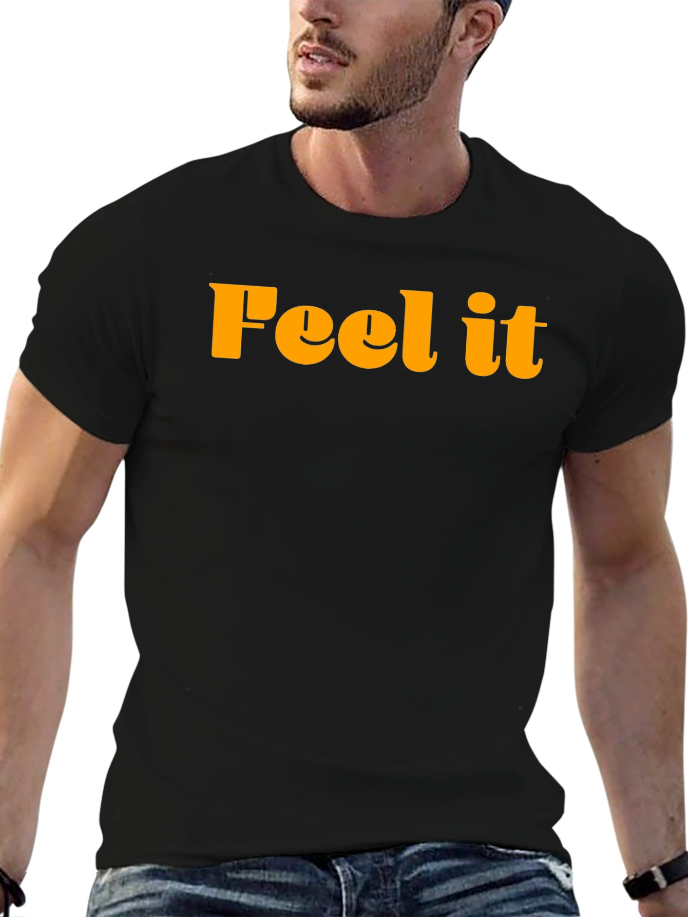 Feel It Graphic Tee - Trendy Black T-Shirt