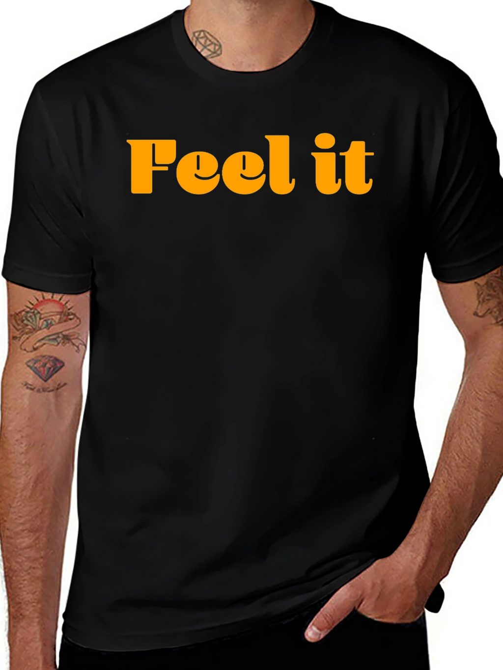 Feel It Graphic Tee - Trendy Black T-Shirt