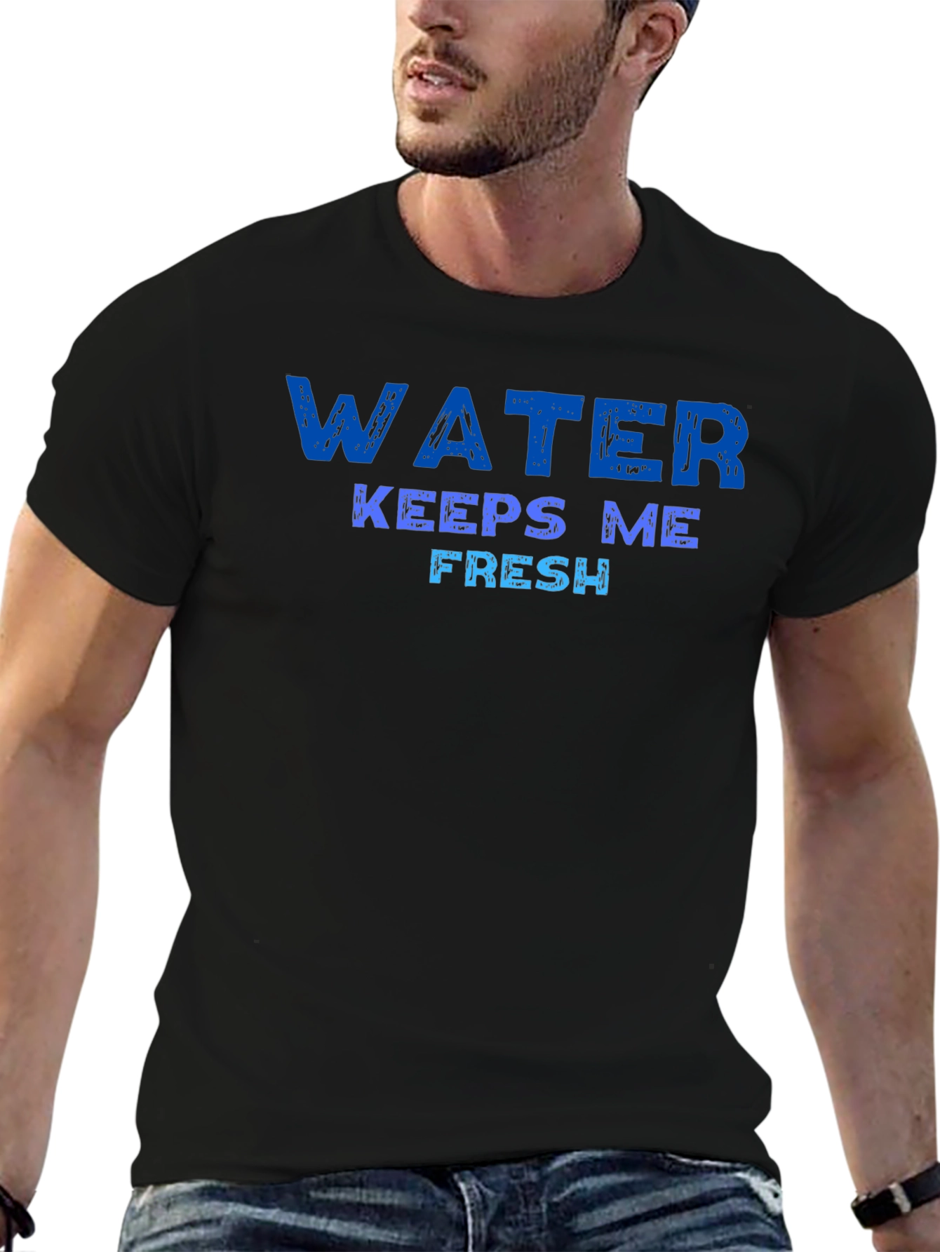 Water Keeps Me Fresh Graphic Tee - Black