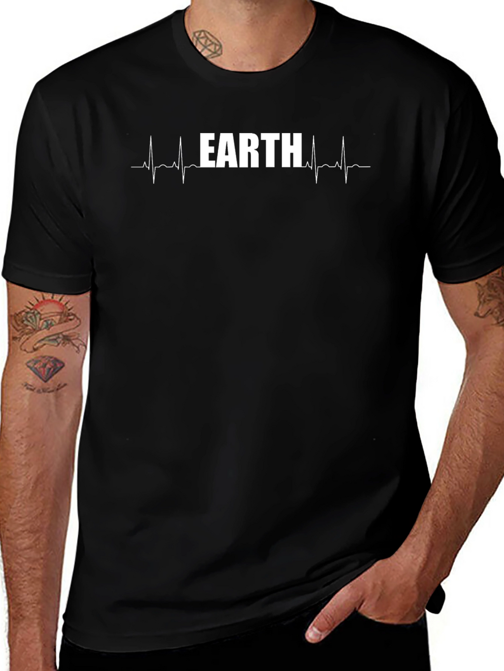 Earth Heartbeat Graphic T-Shirt - Black