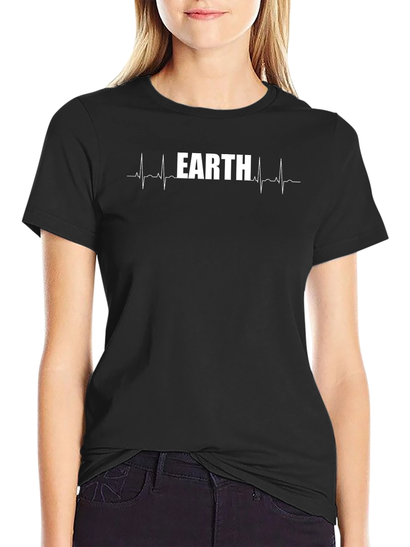 Earth Heartbeat Graphic T-Shirt - Black