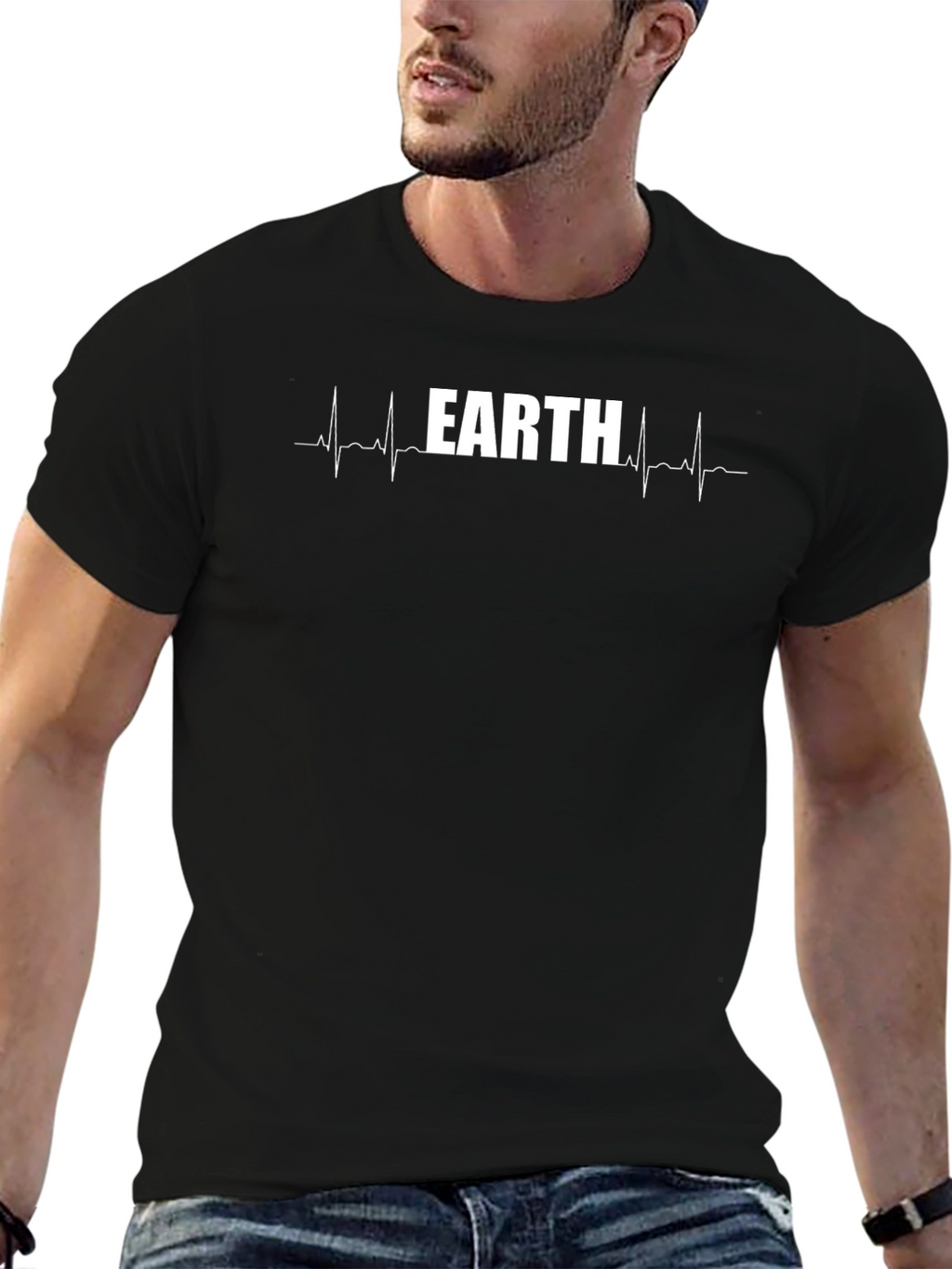 Earth Heartbeat Graphic T-Shirt - Black