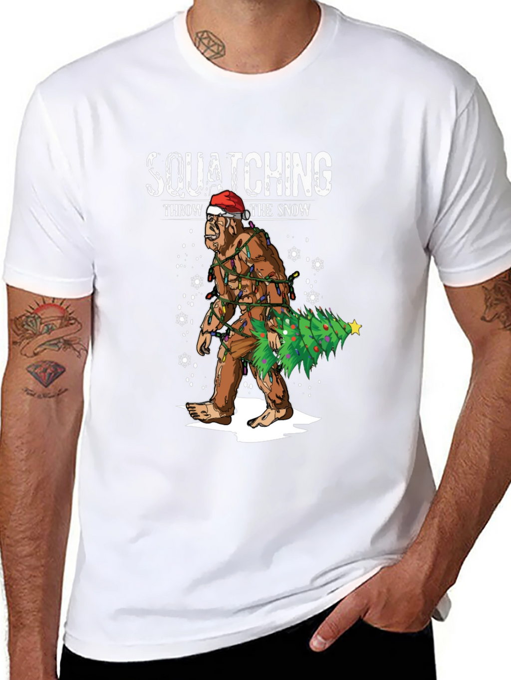 Squatching Through the Snow Holiday T-Shirt