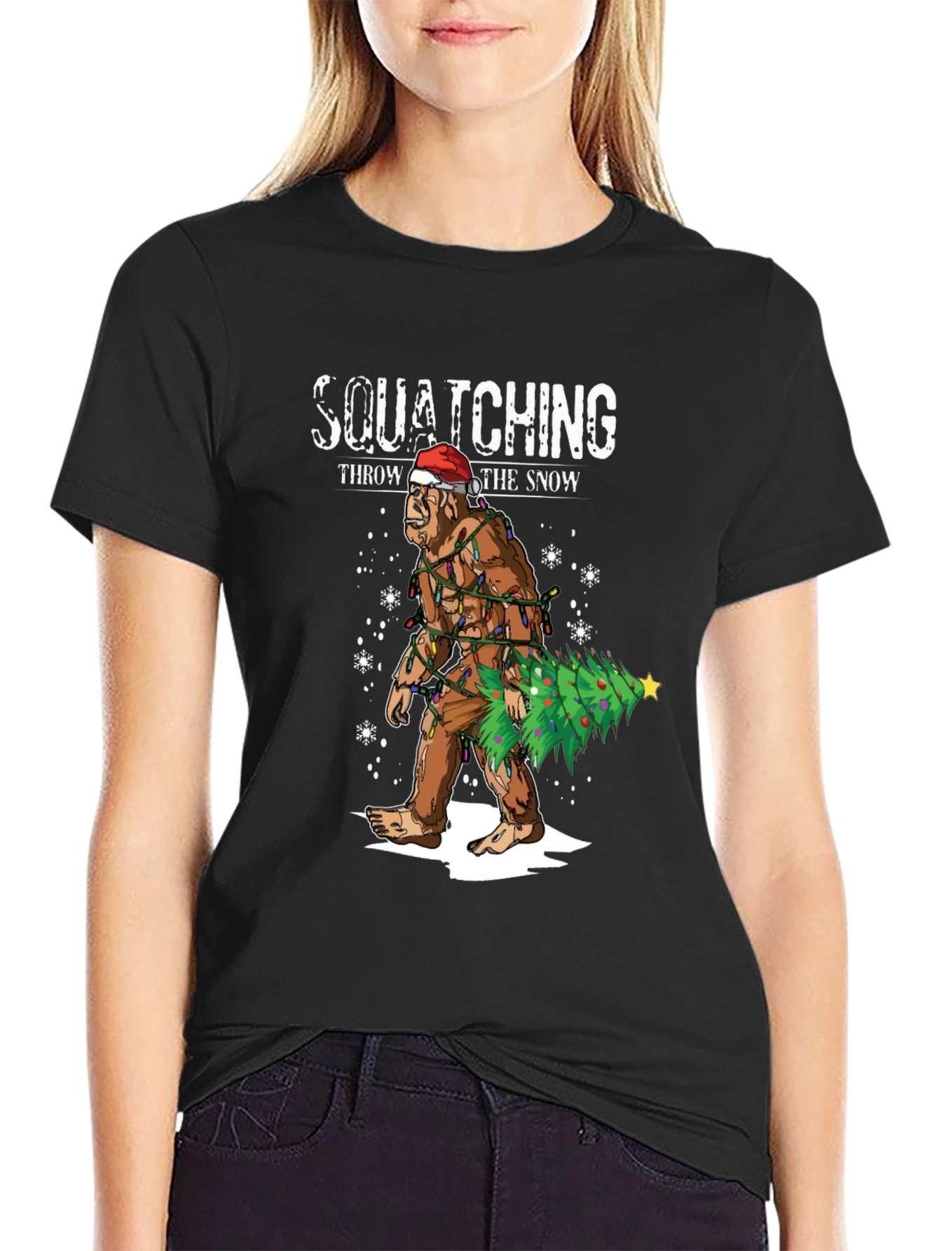 Squatching Through the Snow Holiday T-Shirt