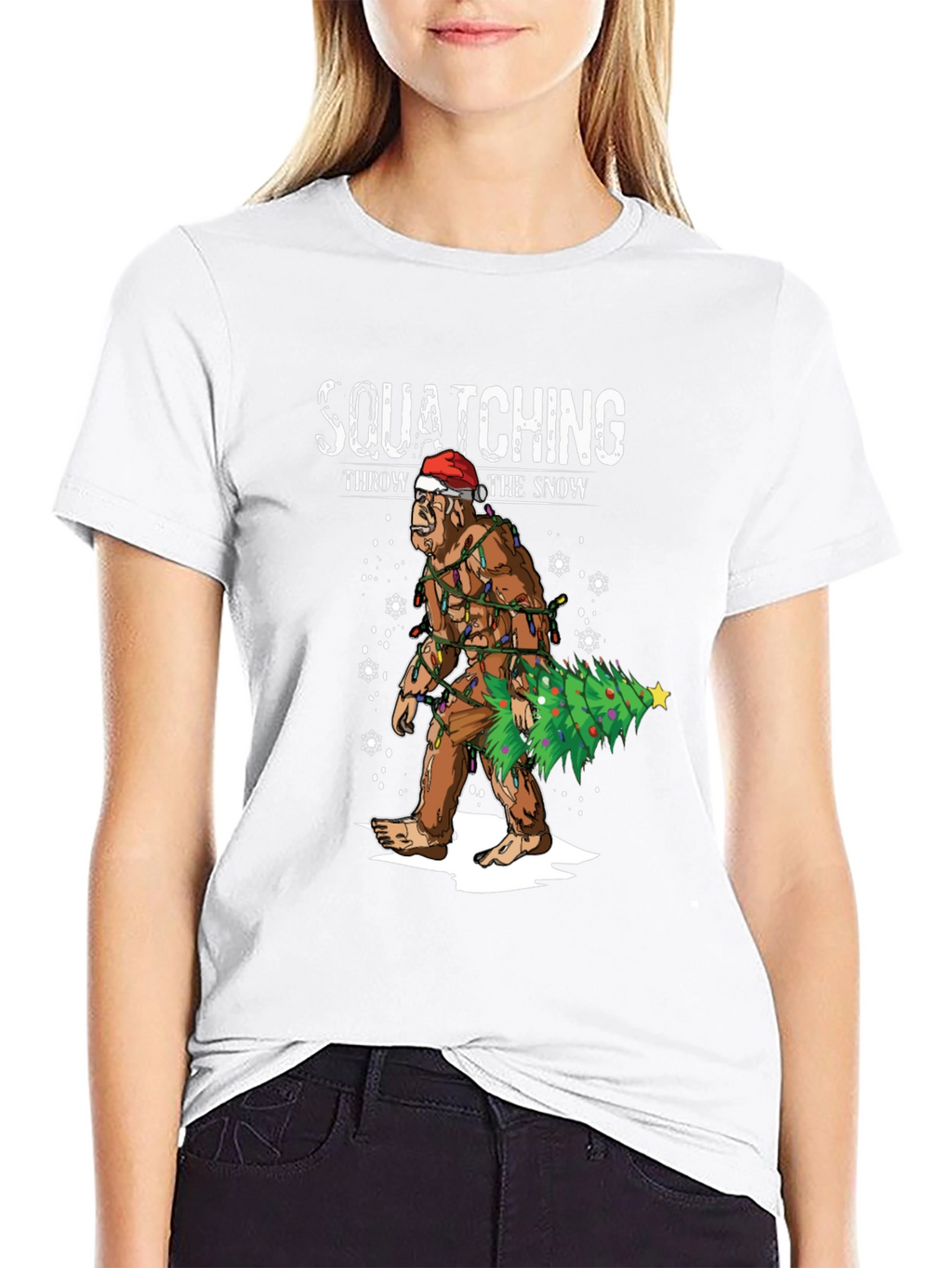 Squatching Through the Snow Holiday T-Shirt