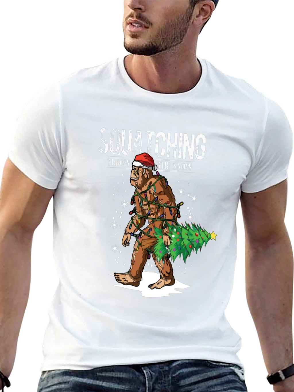 Squatching Through the Snow Holiday T-Shirt