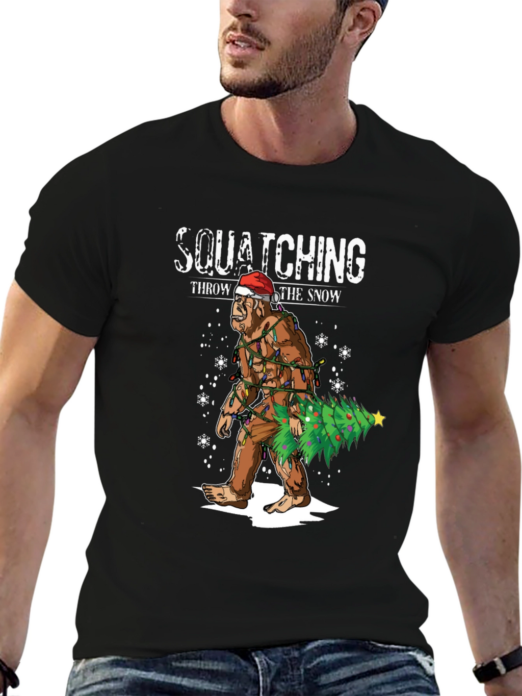 Squatching Through the Snow Holiday T-Shirt